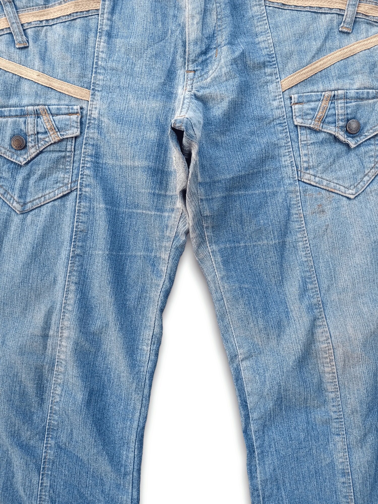 Japanese Brand Vintage Japanese Brand Distressed Flare Denim Bush Pants Size US 33 - 6 Thumbnail