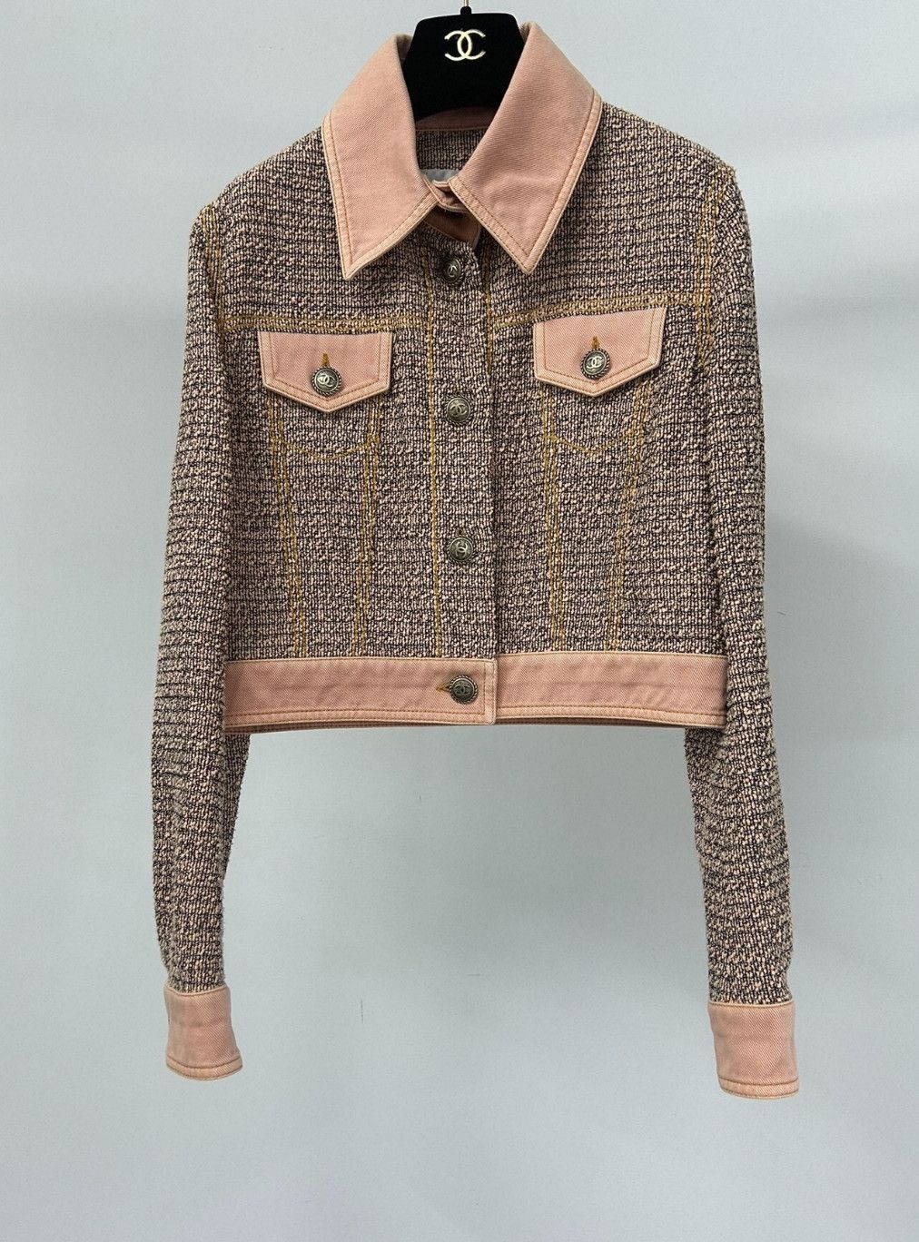 Chanel Chanel Pink denim jacket with tweed Size XS / US 0-2 / IT 36-38 - 1 Thumbnail