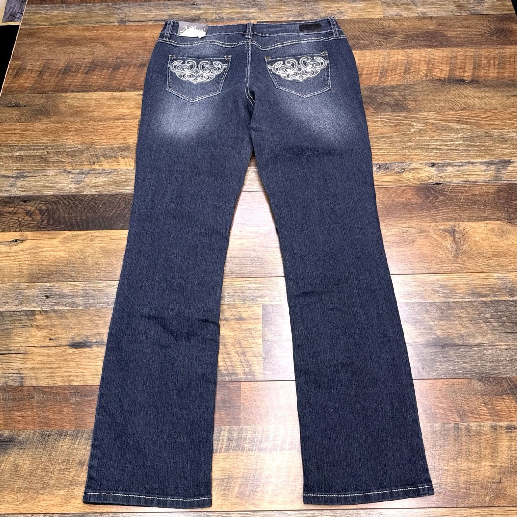 Vintage Natural Reflections Jeans Womens 10 Straight Denim Blue 5-Pocket Mid Rise Button Zip Embroidered Reflective Natures Reflections Vintage No Size 32" / US 10 / IT 46 - 3 Thumbnail