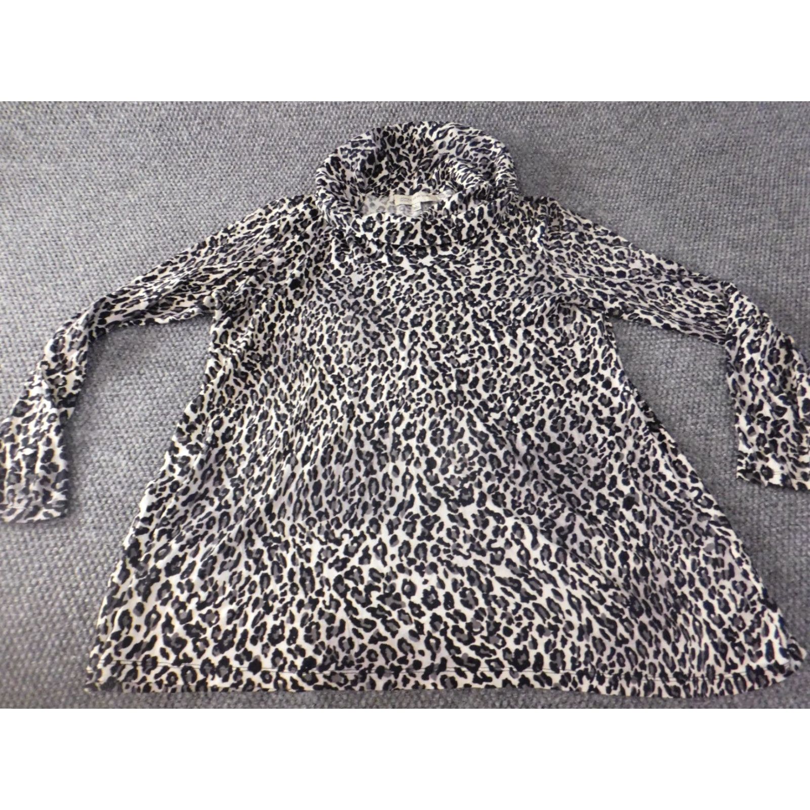 Jones New York Jones New York Blouse Shirt Womens L Gray Animal Print Turtleneck Pullover Stretch Casual Top Size L / US 10 / IT 46 - 5 Thumbnail