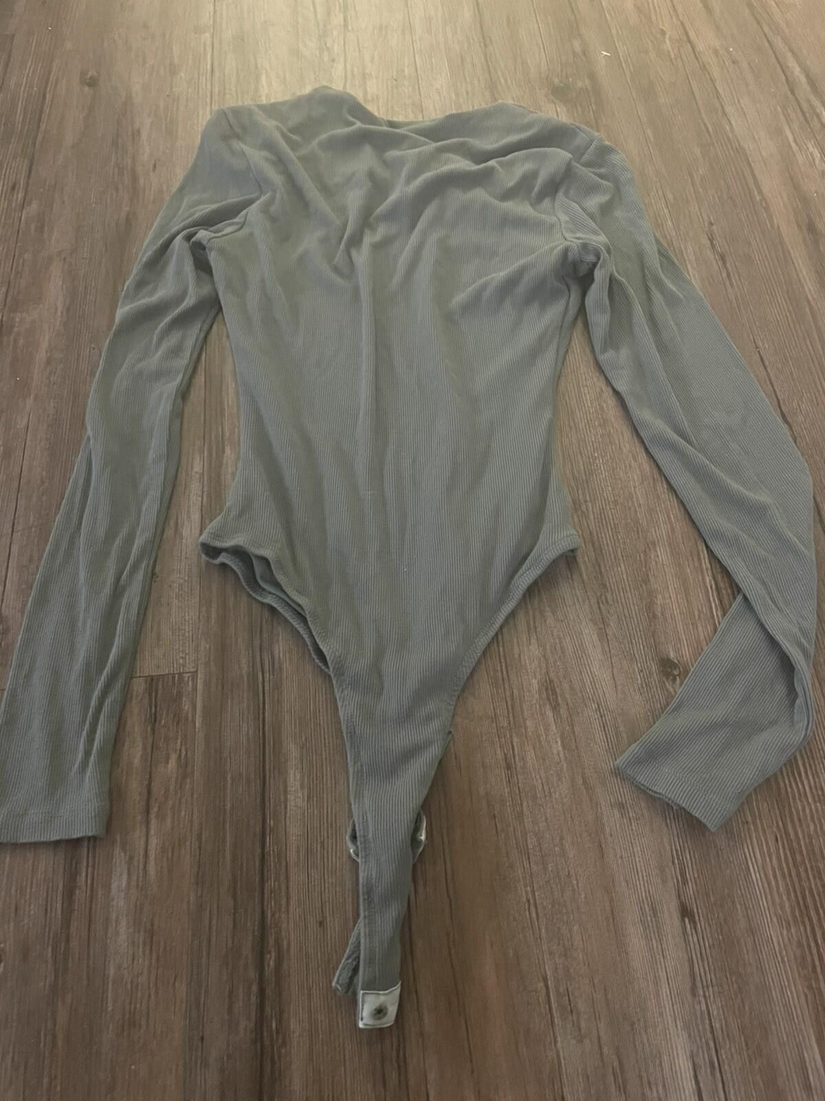 Other White Fox Long Sleeve Ribbed Body Suit XS Sage Green Size XS / US 0-2 / IT 36-38 - 3 Thumbnail