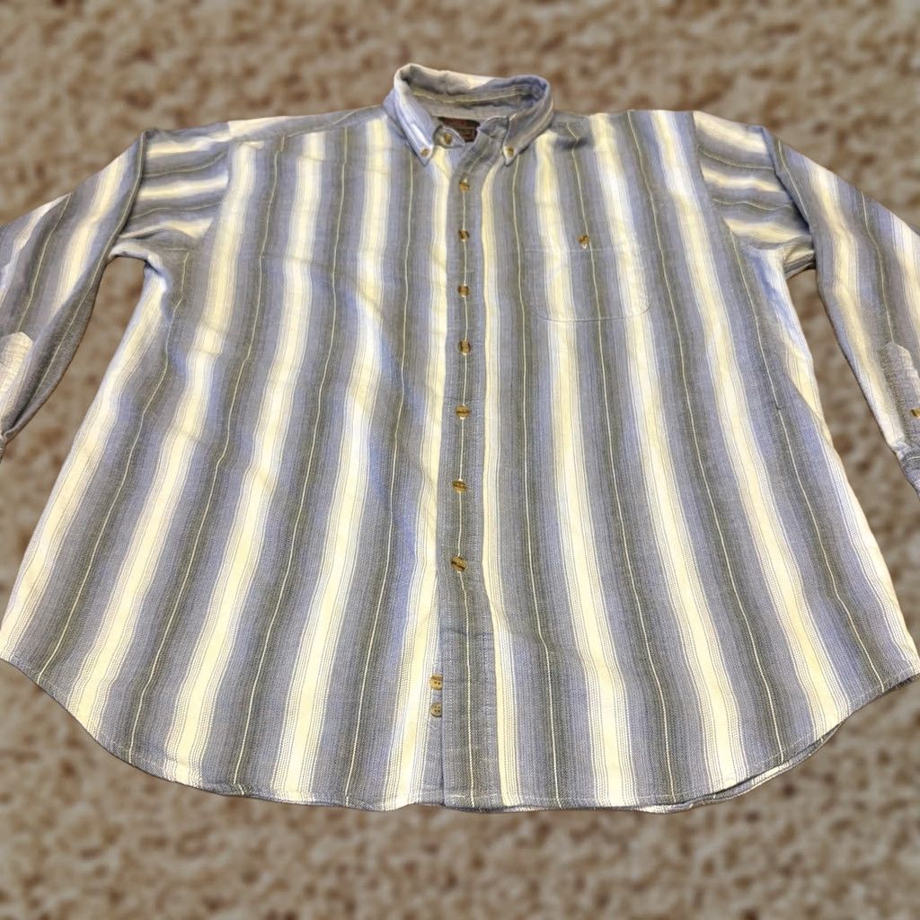 Vintage VINTAGE Greatland Apparel Shirt Mens XLT Blue Striped Flannel Button Down Long Sleeve Size US XL / EU 56 / 4 - 1 Thumbnail