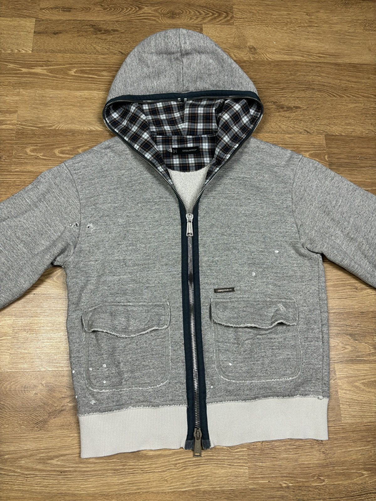 Dsquared2 2000s Dsquared2 Distressed Full Zip Hoodie Size US S / EU 44-46 / 1 - 5 Thumbnail