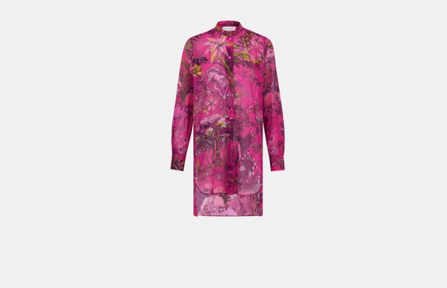 Dior o1w1db10824 Cotton Voile Blouse in Multicolor Size L / US 10 / IT 46 - 1 Thumbnail