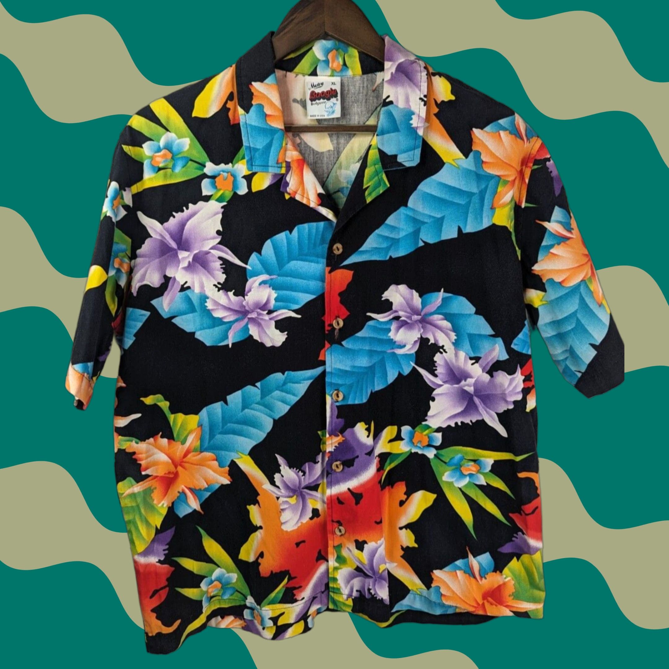 Vintage VINTAGE Morey Boogie Shirt Floral Hawaiian Style 80s XL Blue Men Button-Up Short Sleeve USA Made Size US XL / EU 56 / 4 - 1 Thumbnail
