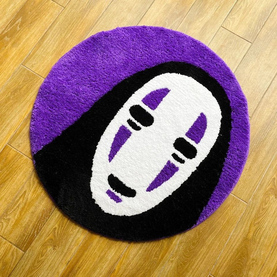 Japanese Brand × Vintage Handmade Tufted Rug Soft Smile Face Carpet 60cm x 60cm Size ONE SIZE - 2 Thumbnail