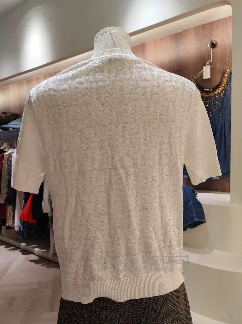 Fendi Fendi White Monogram Printed Knit Top Size XS / US 0-2 / IT 36-38 - 2 Thumbnail
