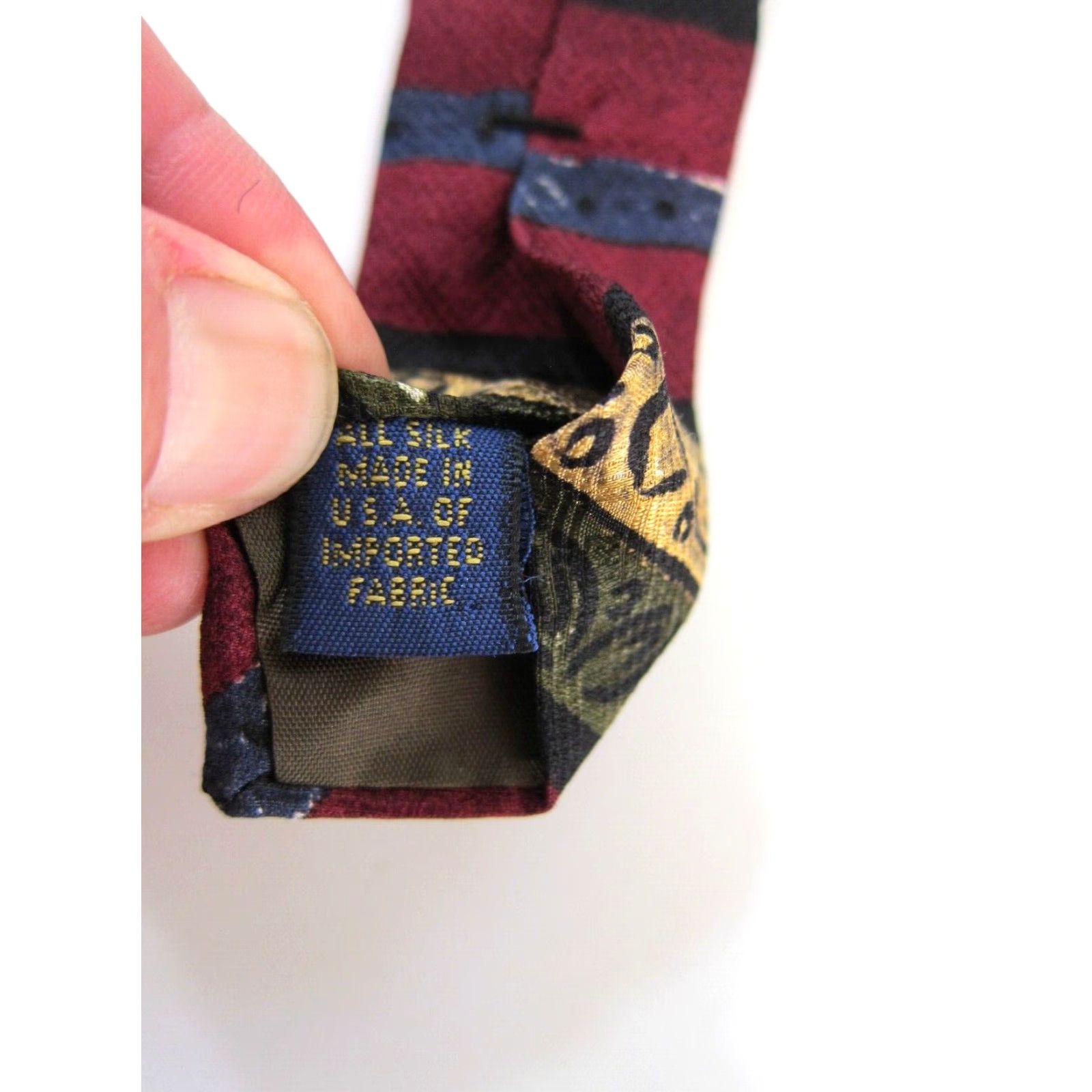 Ralph Lauren NWT Ralph Lauren Chaps Silk Tie Geometric Abstract Red Blue Brown 70s 80s 90s Vintage Unisex 4" Wide 55" Length Made in USA Mens Womens Boys Girls Size ONE SIZE - 4 Thumbnail