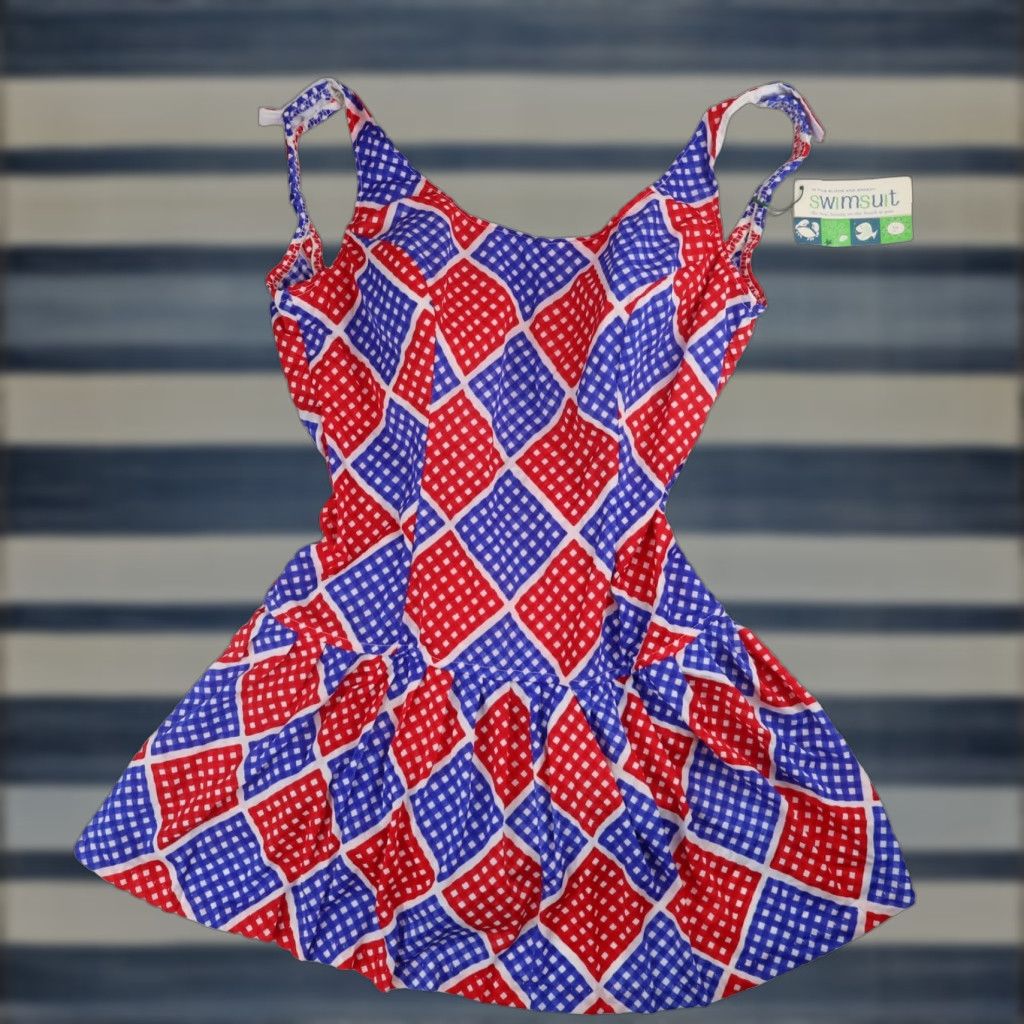Vintage VINTAGE Montgomery Ward Swim Suit One Piece Womens Large L Red White Blue Multi 1960s NWT Size L / US 10 / IT 46 - 1 Thumbnail