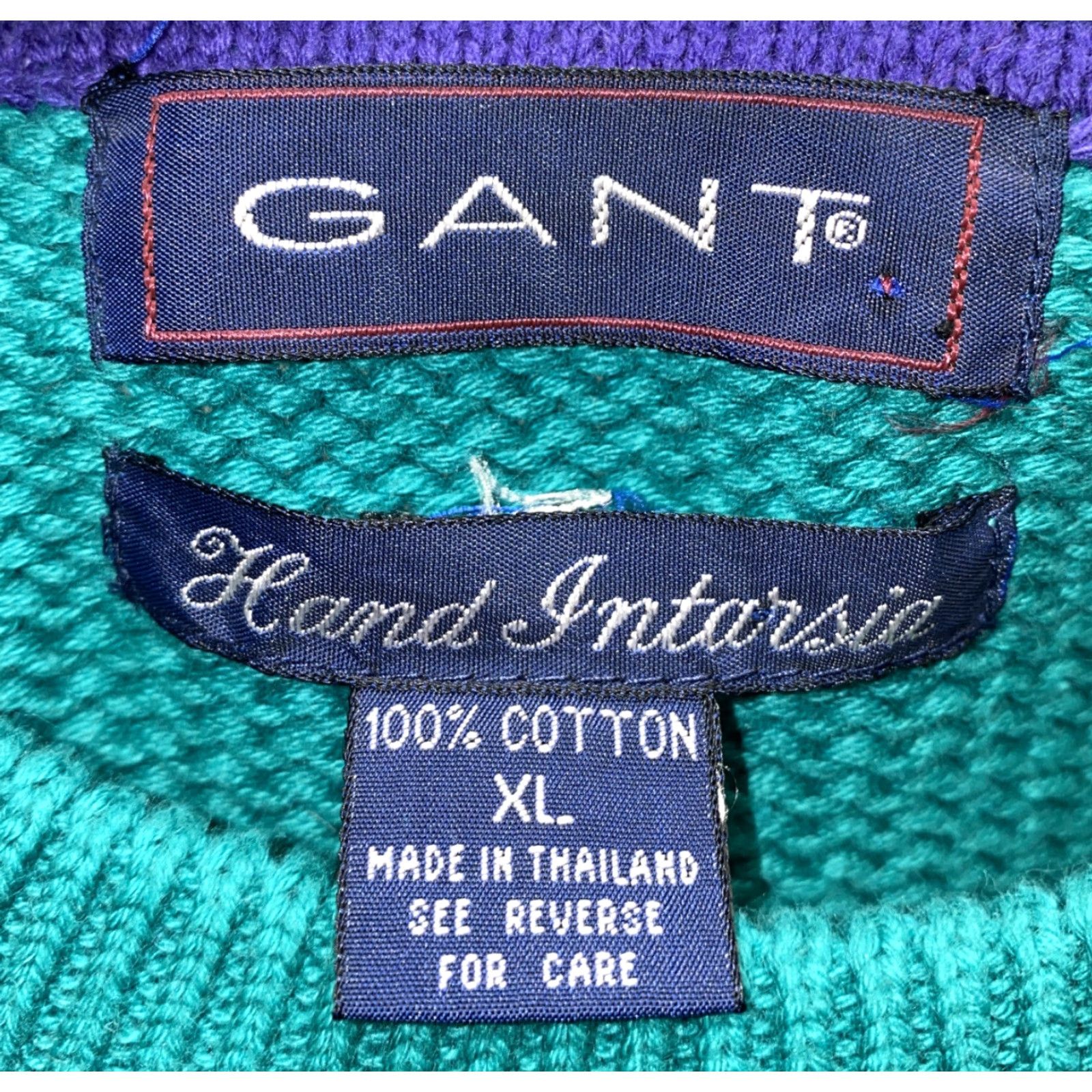 Gant VINTAGE GANT Varsity Cave Canum Crewneck Graphic Sweater Mens XL Green/Purple Crewneck Size XL Size US XL / EU 56 / 4 - 7 Thumbnail