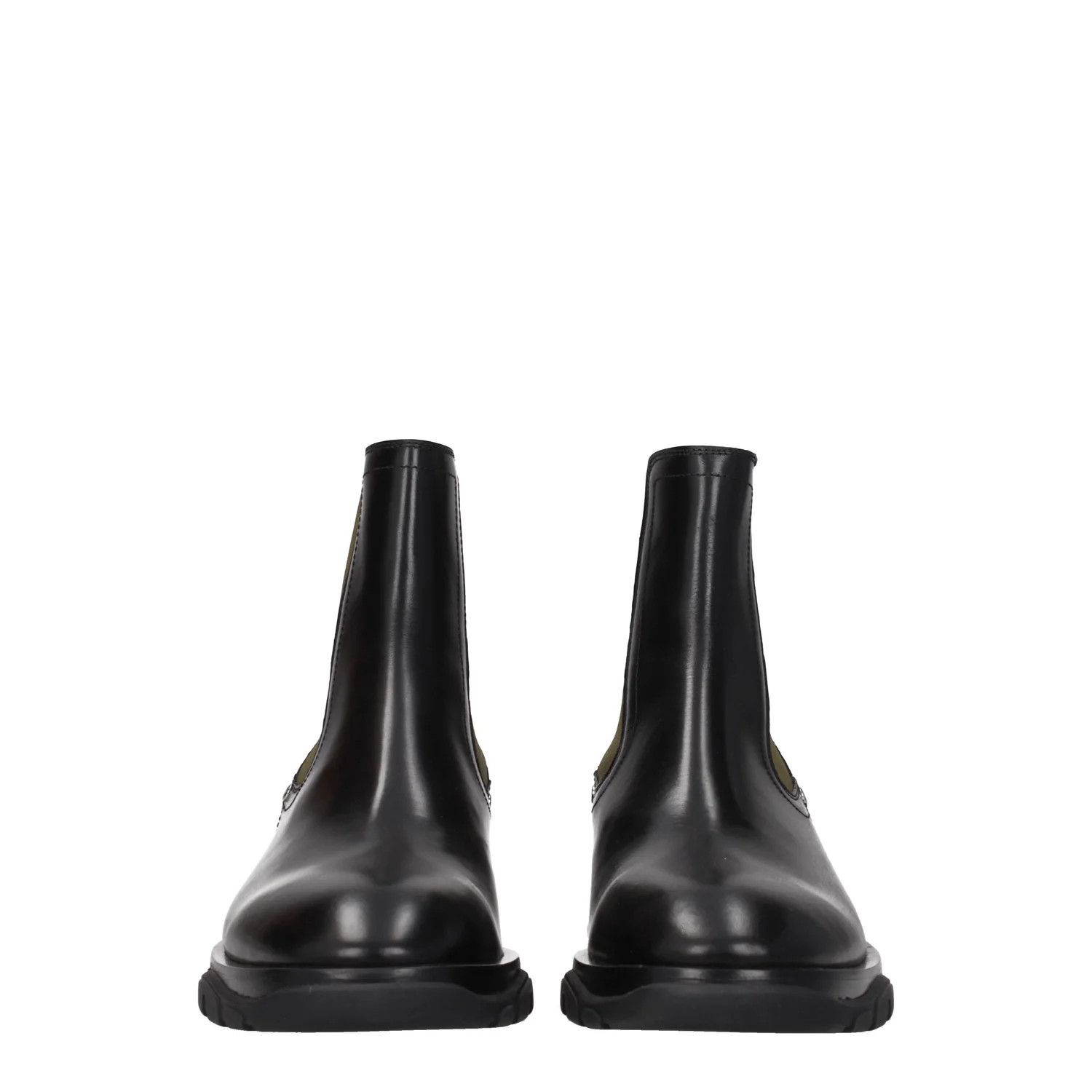 Alexander McQueen ob1o1e0225 Leather Ankle Boots in Black/Khaki Size US 8 / EU 41 - 3 Thumbnail