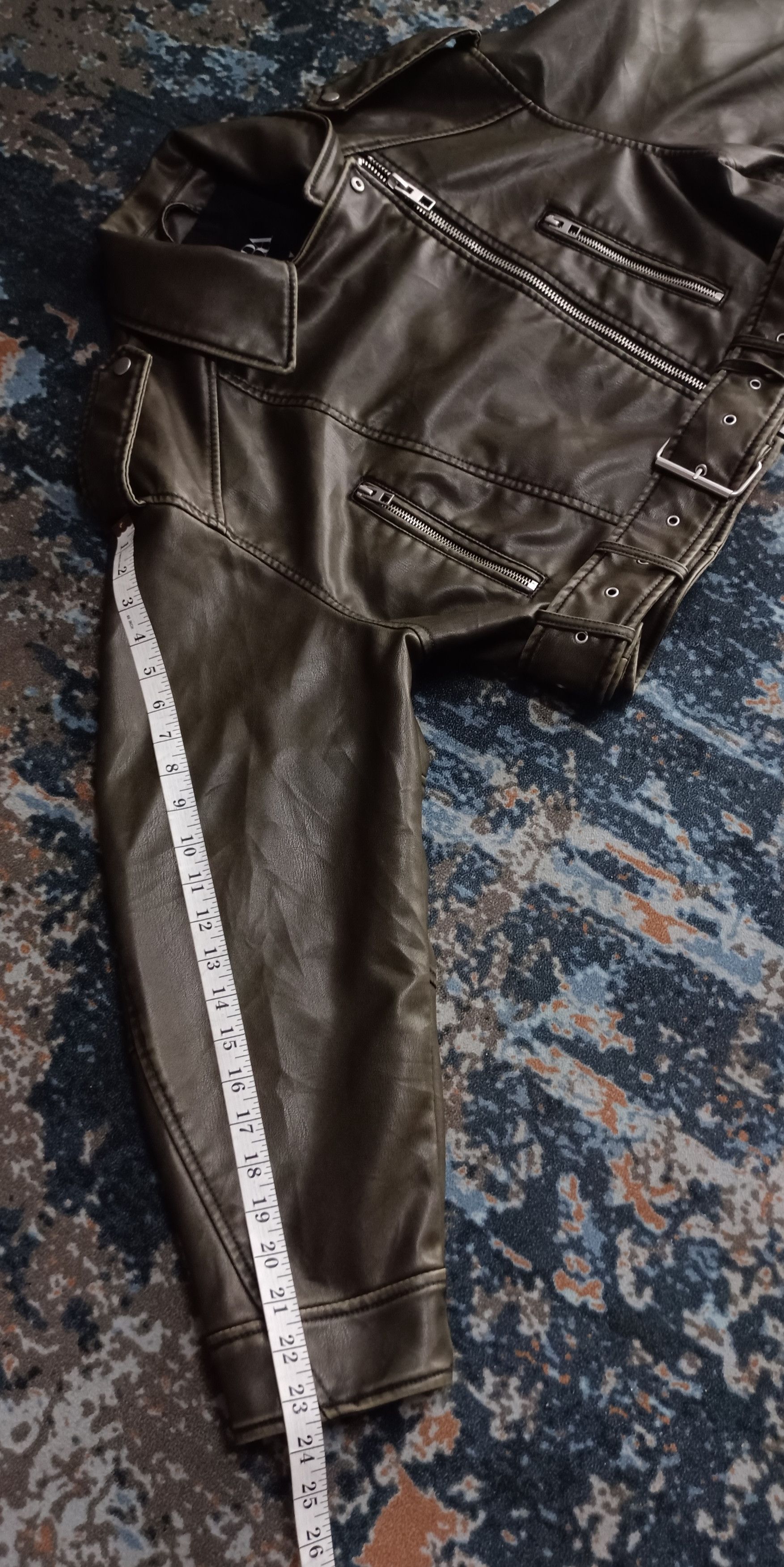 Le Grande Bleu (L.G.B.) ZARA Cropped Leather Jacket Size M / US 6-8 / IT 42-44 - 13 Thumbnail