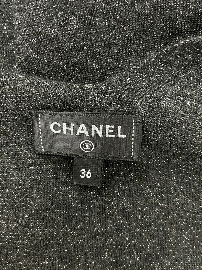 Chanel chanel Black and gray gold glitter V-neck split knitted lo Size XS / US 0-2 / IT 36-38 - 4 Thumbnail