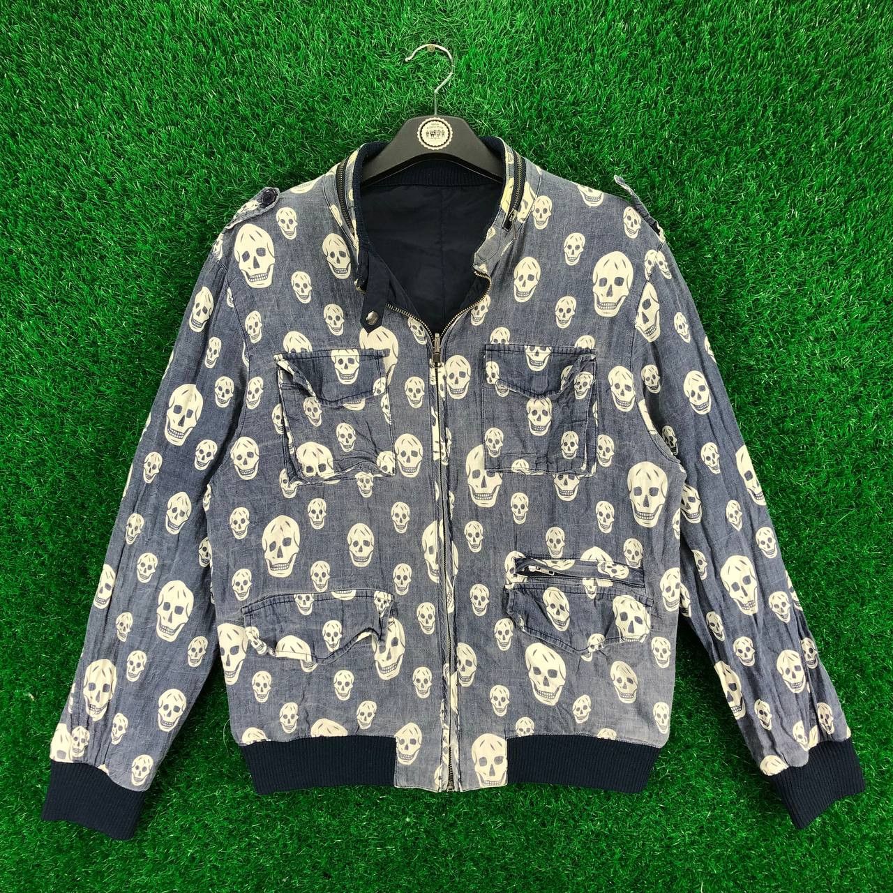 Vintage Vintage Reversible Bomber Jacket Skull Fullprint by HOB Size US XS / EU 42 / 0 - 1 Thumbnail