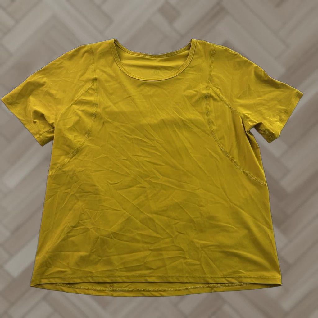 Lululemon Lululemon Short Sleeve T-Shirt Women's L Yellow Spandex Nylon Athletic Top Activewear Size L / US 10 / IT 46 - 1 Thumbnail