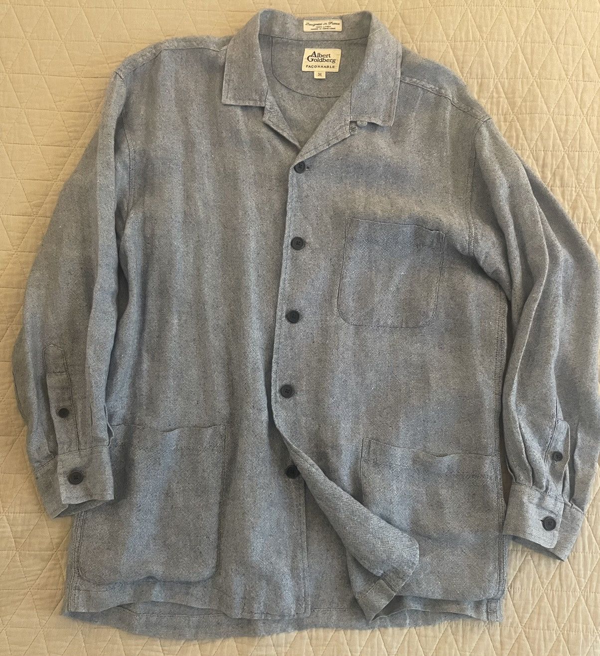 Faconnable × Vintage Patch Pocket Linen Shirt Jacket Size 42R - 2 Thumbnail