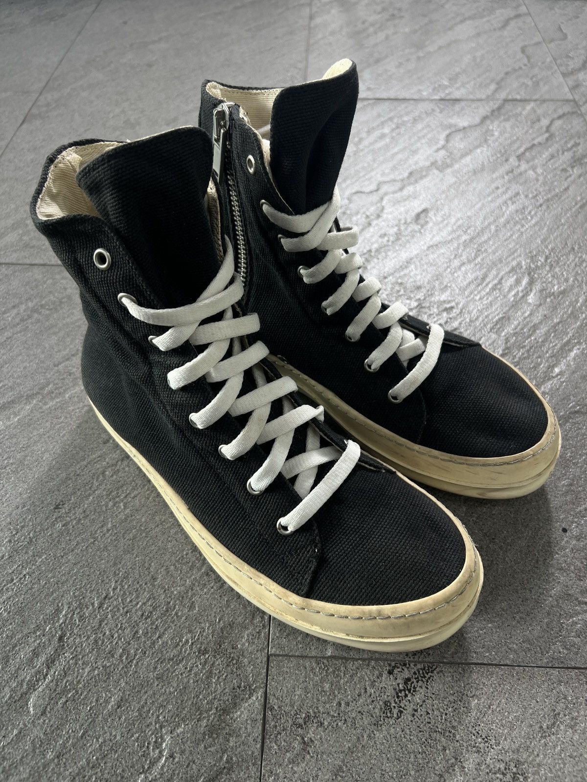 Rick Owens Drkshdw Rick Owens DRKSHDW Ramones High Canvas Sneaker EU40 Size US 7 / EU 40 - 4 Thumbnail