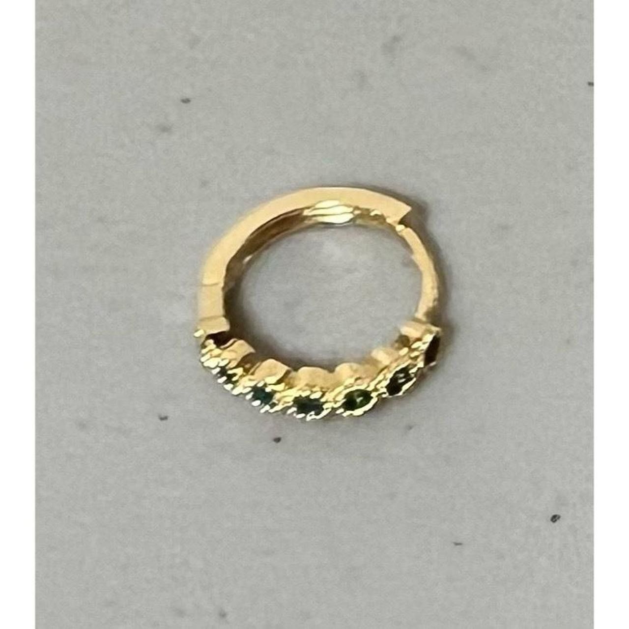 Japanese Brand × Jewelry × Vintage Gold Emerald Round Gemstone Body Earring Hoop Jewelry 💚✨ Size ONE SIZE - 2 Thumbnail