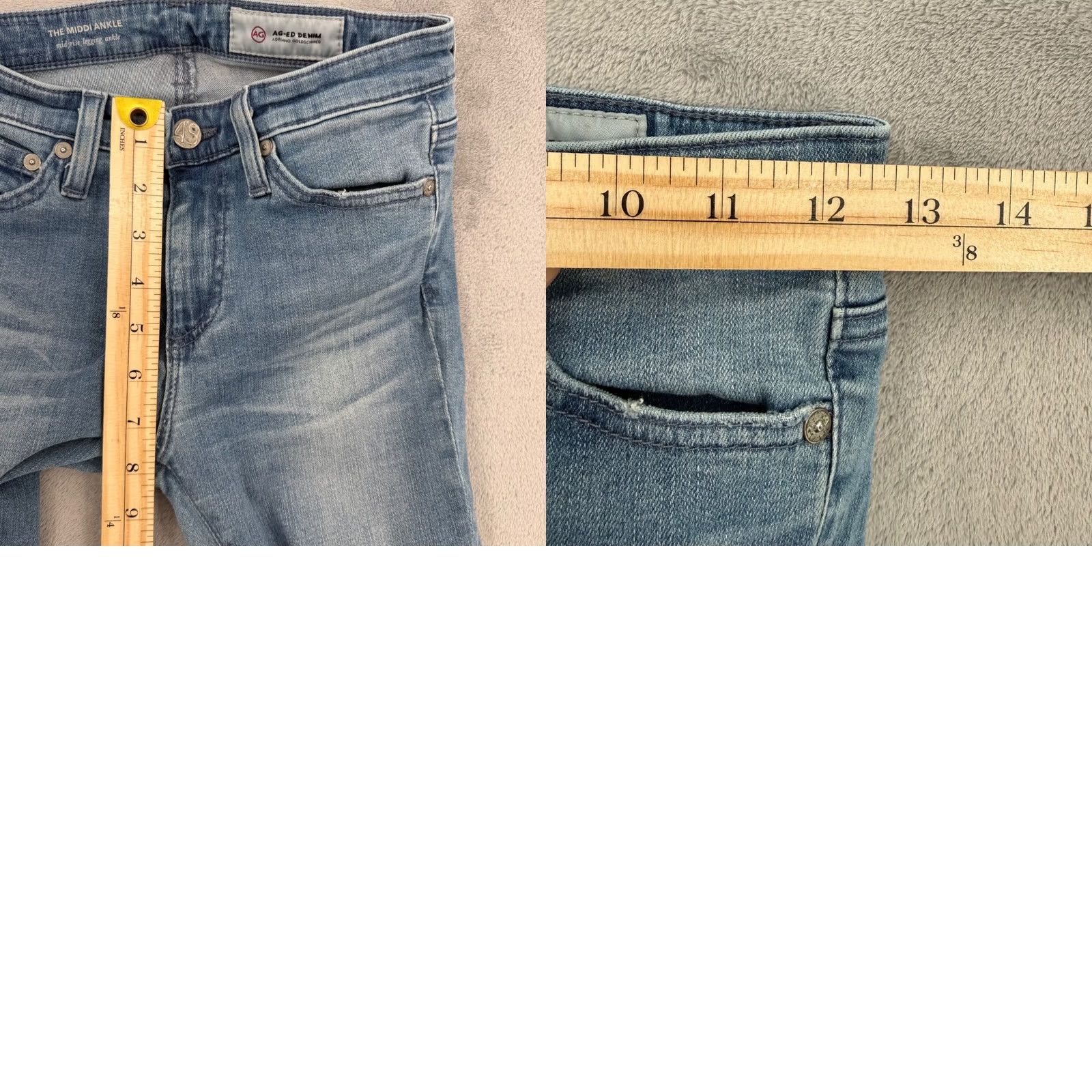 Vintage AG Adriano Goldschmied The Middi Ankle Light Wash Mid Rise Womens Sz 24R Size 42" / US 20 - 9 Thumbnail