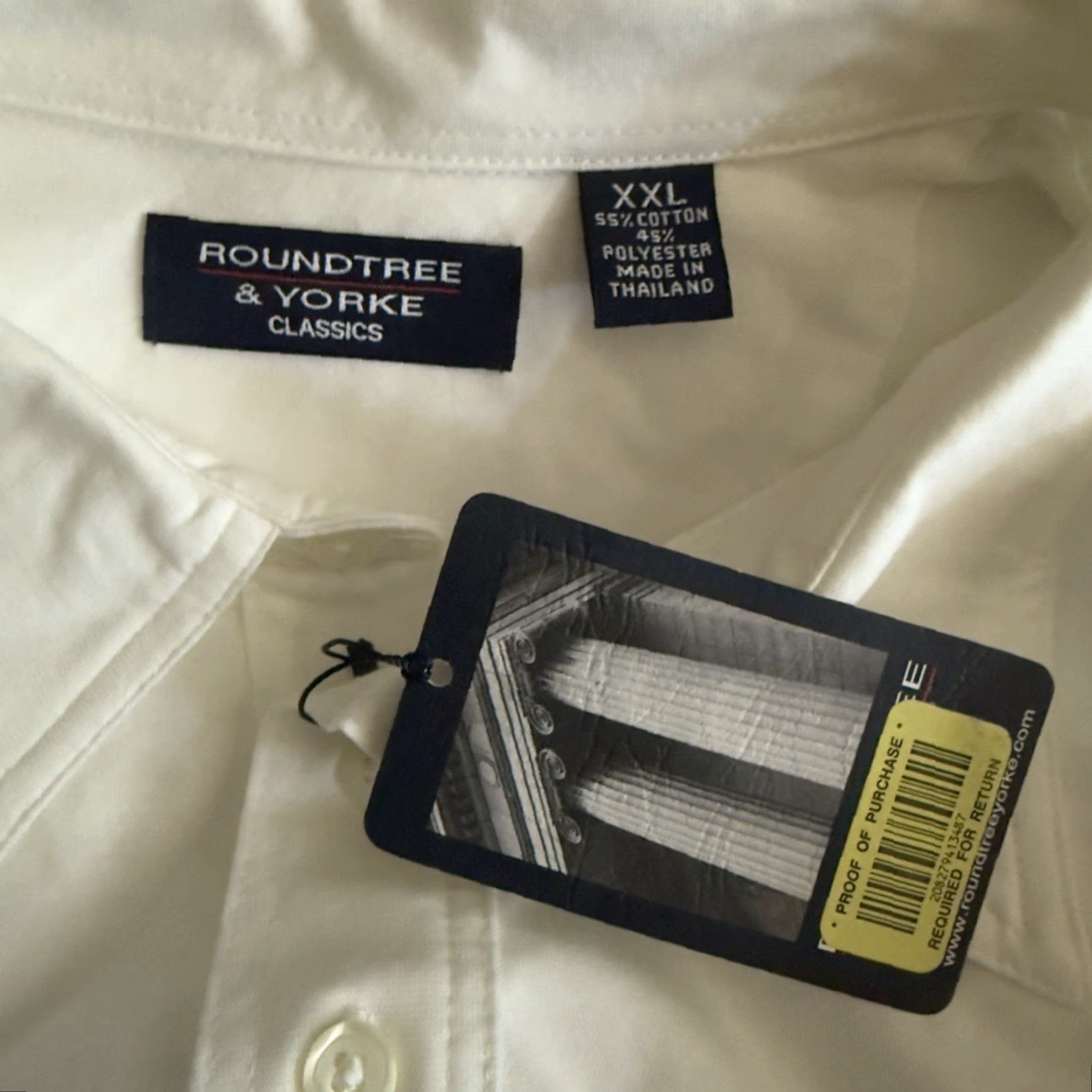 Roundtree & Yorke VINTAGE Roundtree & Yorke Mens Polo Shirt Athletic Fit White 2XL Men Size US XXL / EU 58 / 5 - 4 Thumbnail