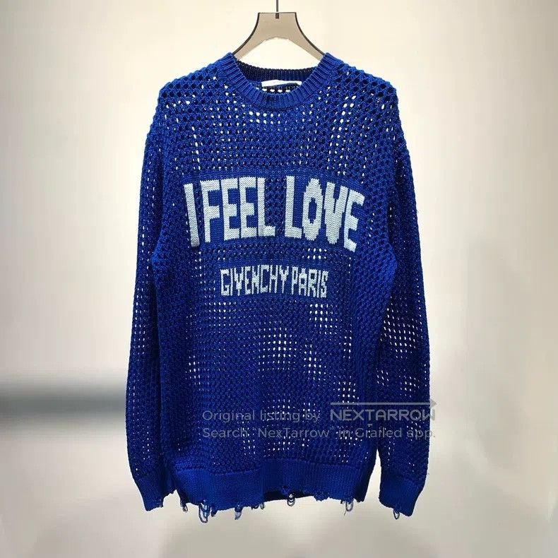 Givenchy Givenchy New Blue Hollowed-out Logo Knitted Sweater Size US M / EU 48-50 / 2 - 1 Thumbnail