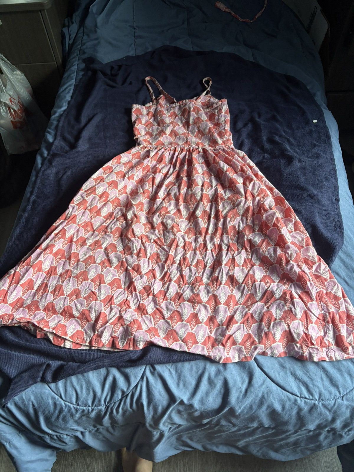 Other Whistle & Flute Pink Leaf Print 100% Cotton Midi Sundress Size M / US 6-8 / IT 42-44 - 8 Thumbnail
