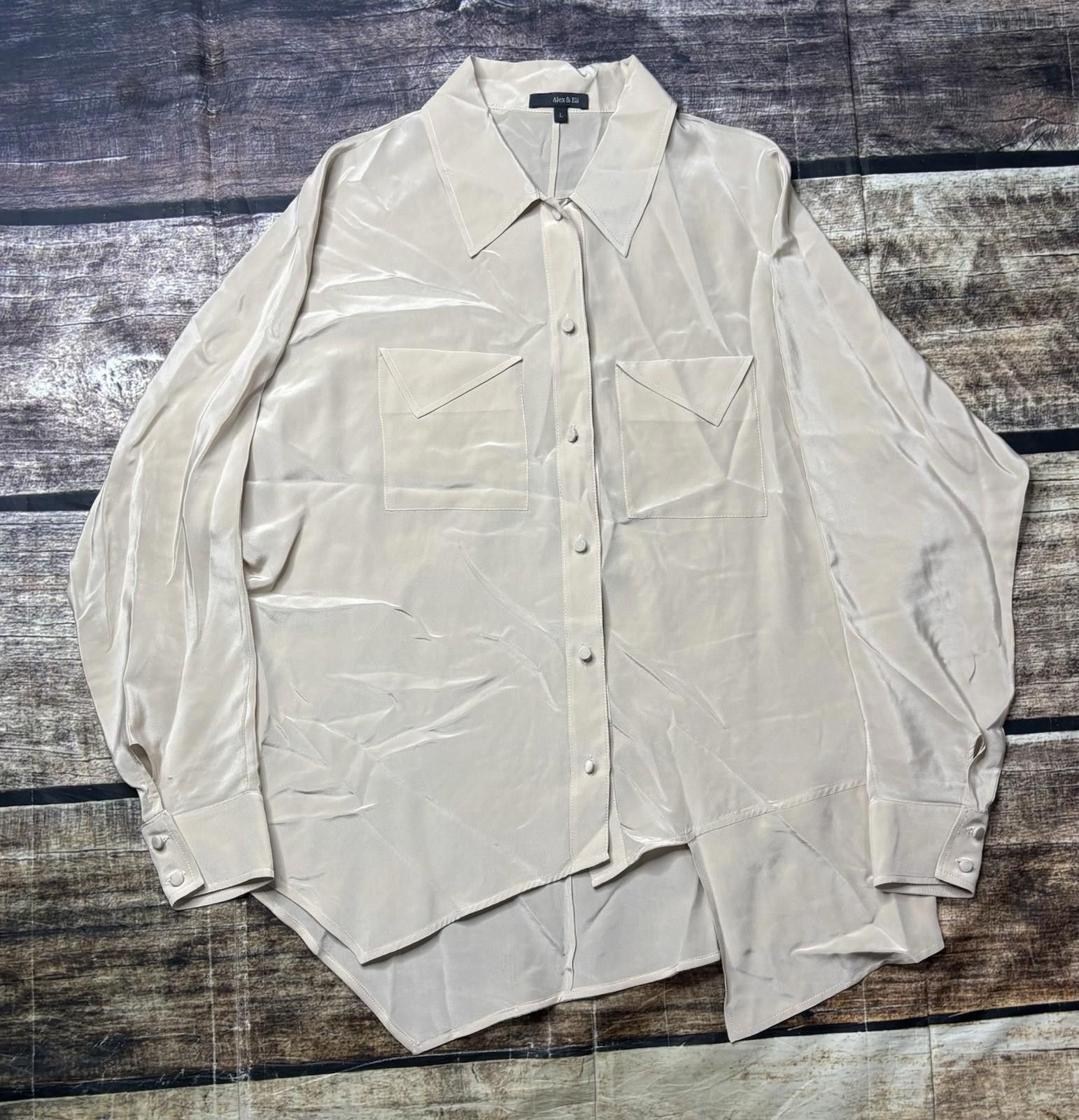 Other Alex & Eli Top Womens Large Silk Satin Aysmmetric Angled Size L / US 10 / IT 46 - 1 Thumbnail