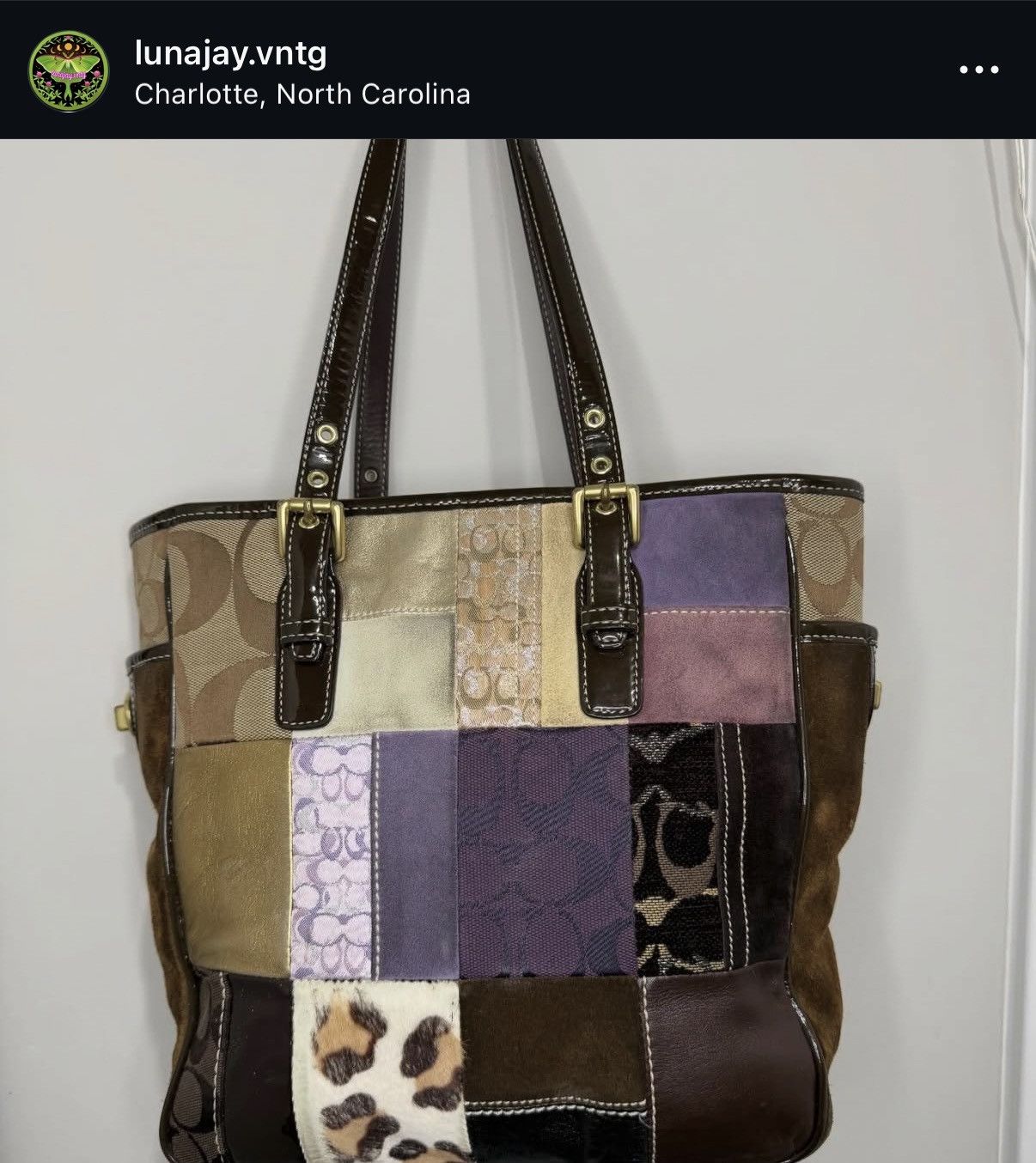 Coach Coach Limited Edition Holiday Patchwork Eva Purple Tote Y2K Size ONE SIZE - 6 Thumbnail