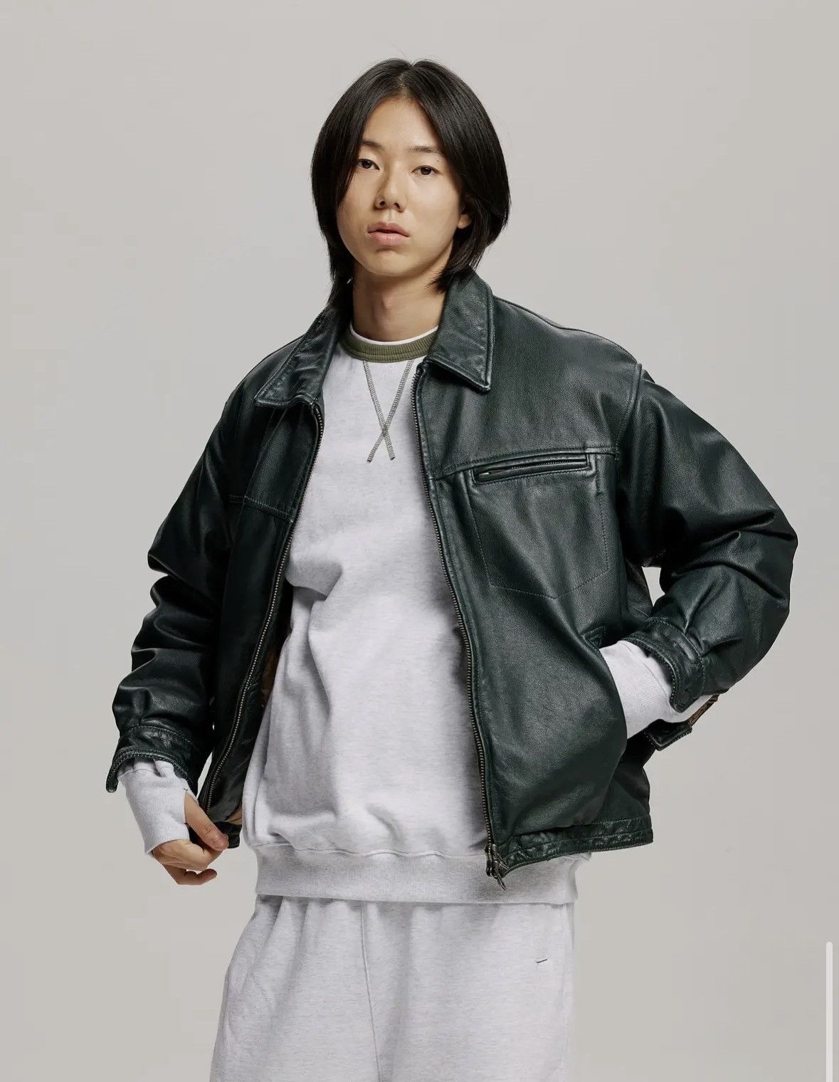 FrizmWORKS Frizmworks Destroyed Leather Jacket Washed Olive Green Size US S / EU 44-46 / 1 - 4 Thumbnail