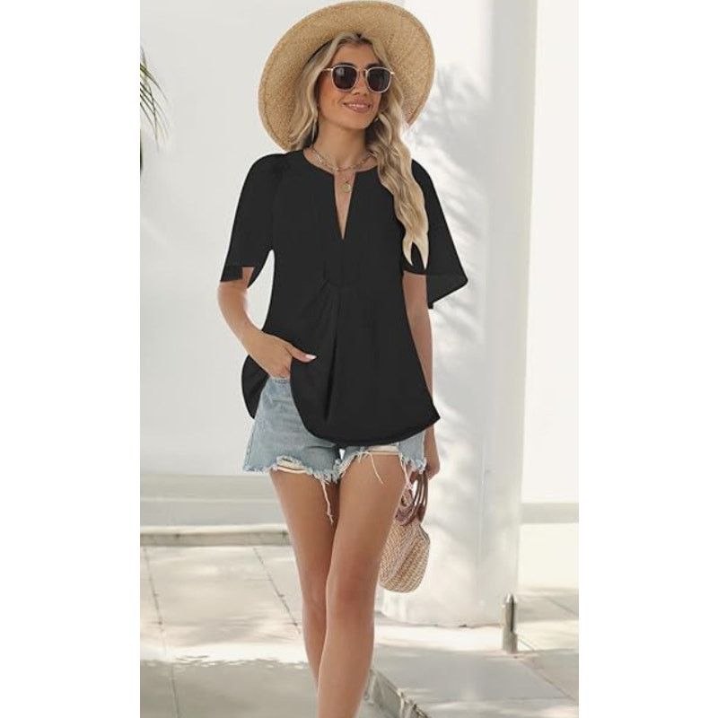 The Unbranded Brand SIZE 2XL Oversized Flutter Sleeve V Neck 100% Polyester Size US XXL / EU 58 / 5 - 5 Thumbnail