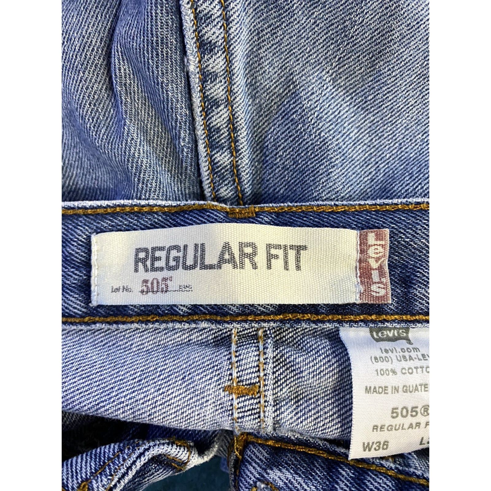 Levi's Levi's 505 Jeans Regular Fit Straight Leg Medium Blue Denim 36x32 Mens Pants Belt Loops 5-Pocket Design Size US 36 / EU 52 - 3 Thumbnail