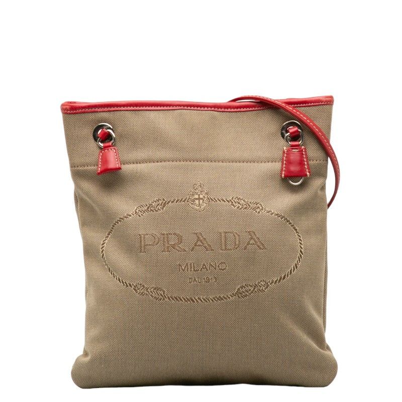 image of Prada Canapa Logo Crossbody Bag in Beige, Women's