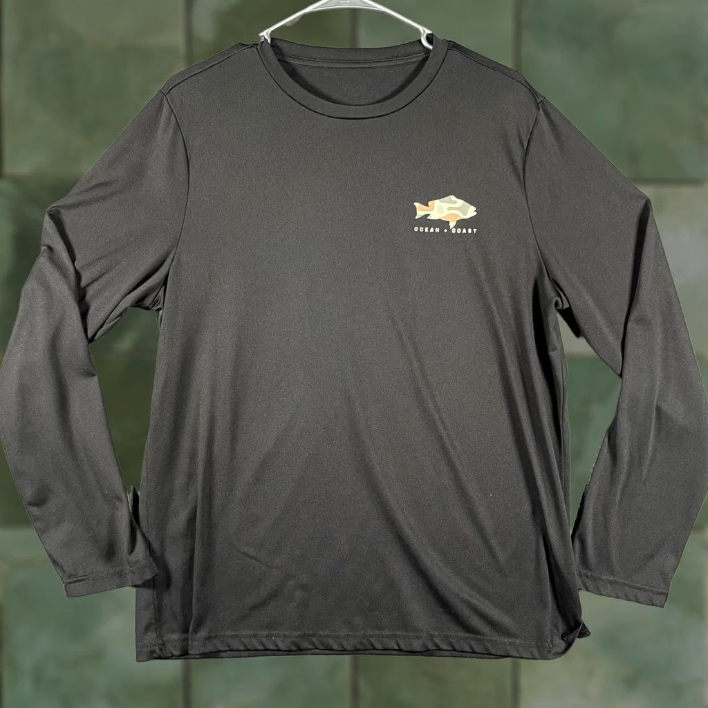 Vintage Ocean + Coast Shirt Mens L Black Camo Fish Graphic Long Sleeve Fishing Tee Size US L / EU 52-54 / 3 - 1 Thumbnail