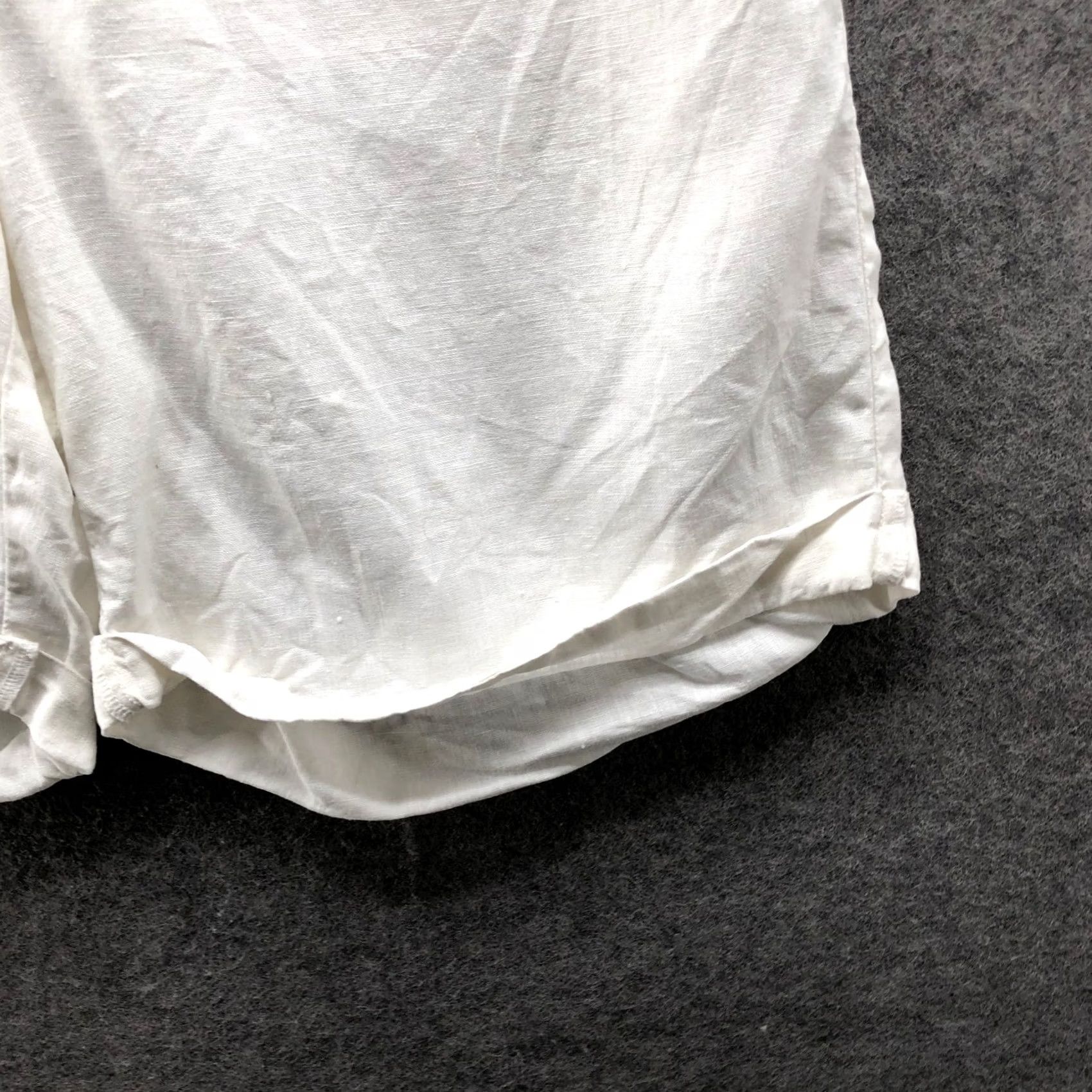 J. Jill VINTAGE J.Jill 100% Linen White Shorts Womens M High Waisted Roll Cuff Paperbag Size 32" / US 10 / IT 46 - 4 Thumbnail
