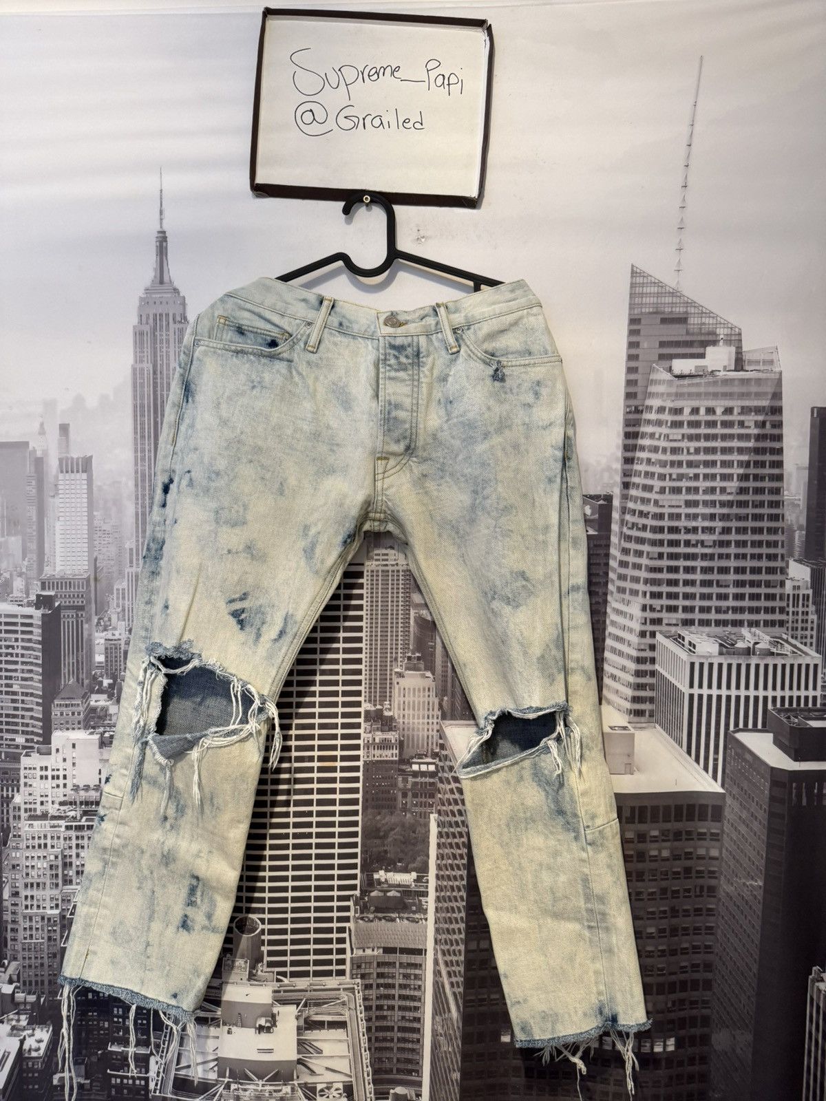 Fear of God 🔥Fear of God Blue Selvedge Inverted Holy Water Jeans SZ 32 Size US 32 / EU 48 - 1 Thumbnail