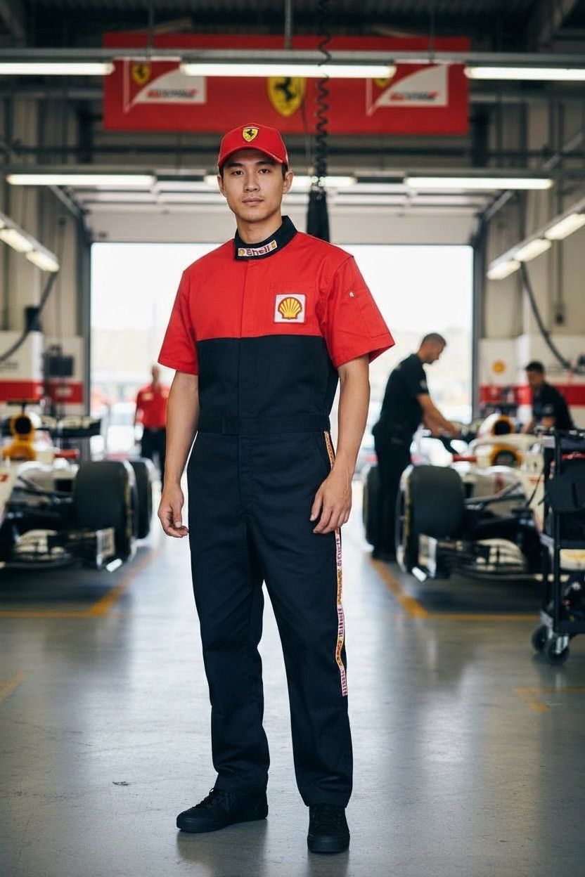 Ferrari Shell Pit Crew Vtg Scuderia Ferrarri Partnership Coverall Size US 33 - 1 Thumbnail
