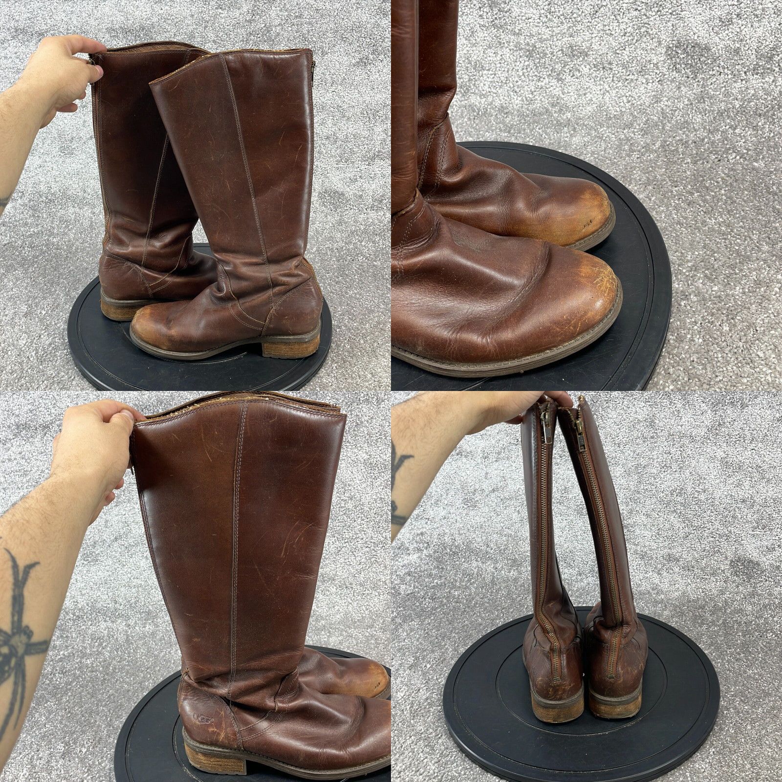 Ugg UGG Boots Women s Size 8 Australia Seldon Zipper Knee High Riding Brown Leather Grailed