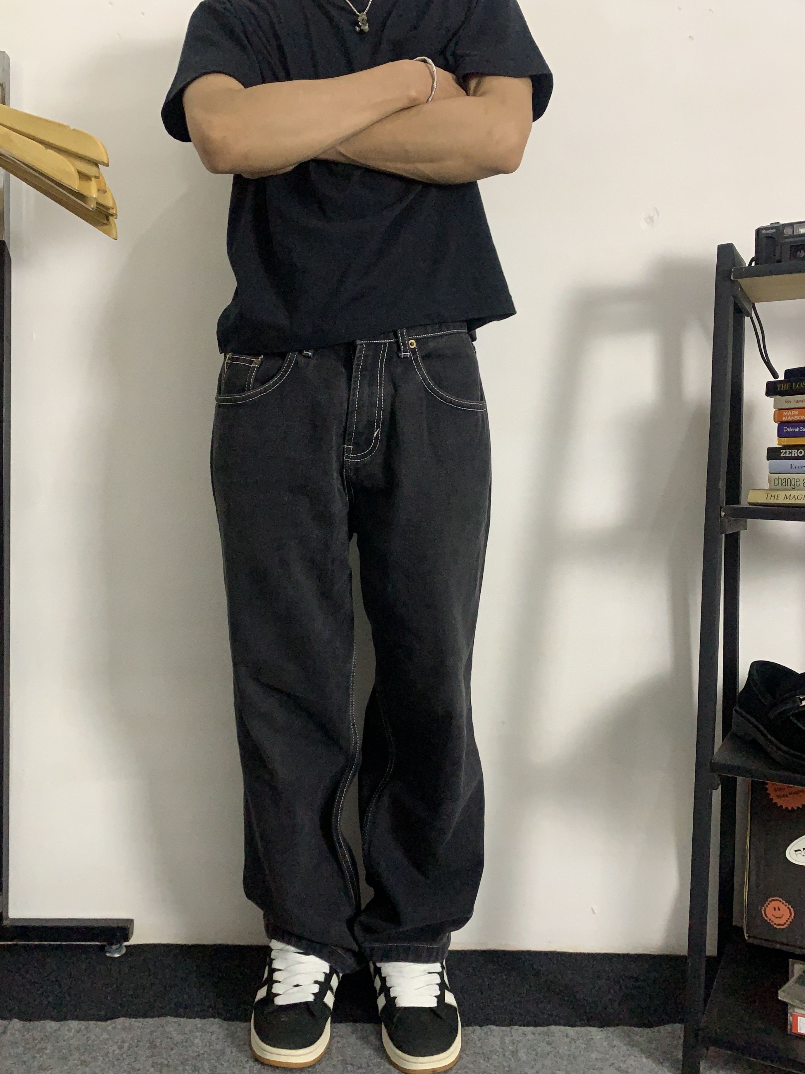 Other Vintage Black Contras 'Custome by Butt.id' BaggyFit Longpant Size US 30 / EU 46 - 3 Thumbnail