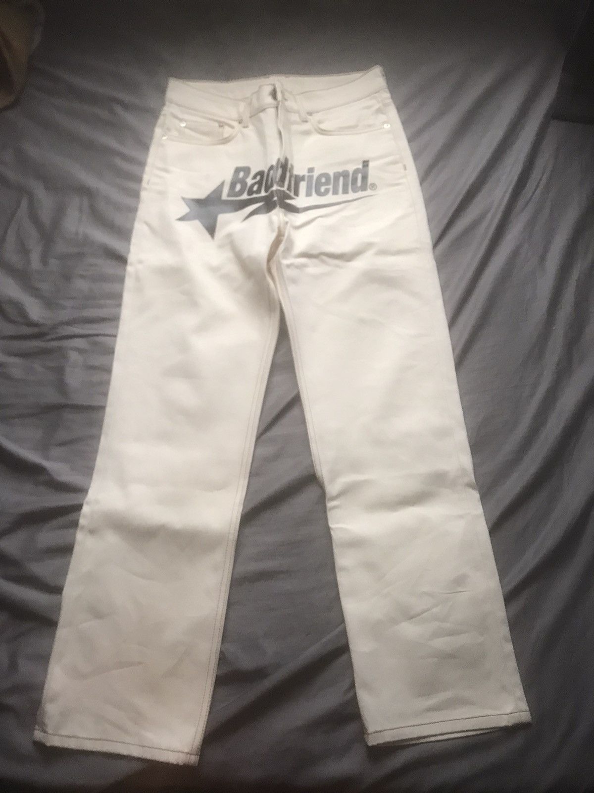 image of Badfriend Black Star Logo Denim in Cream/Black, Men's (Size 30)