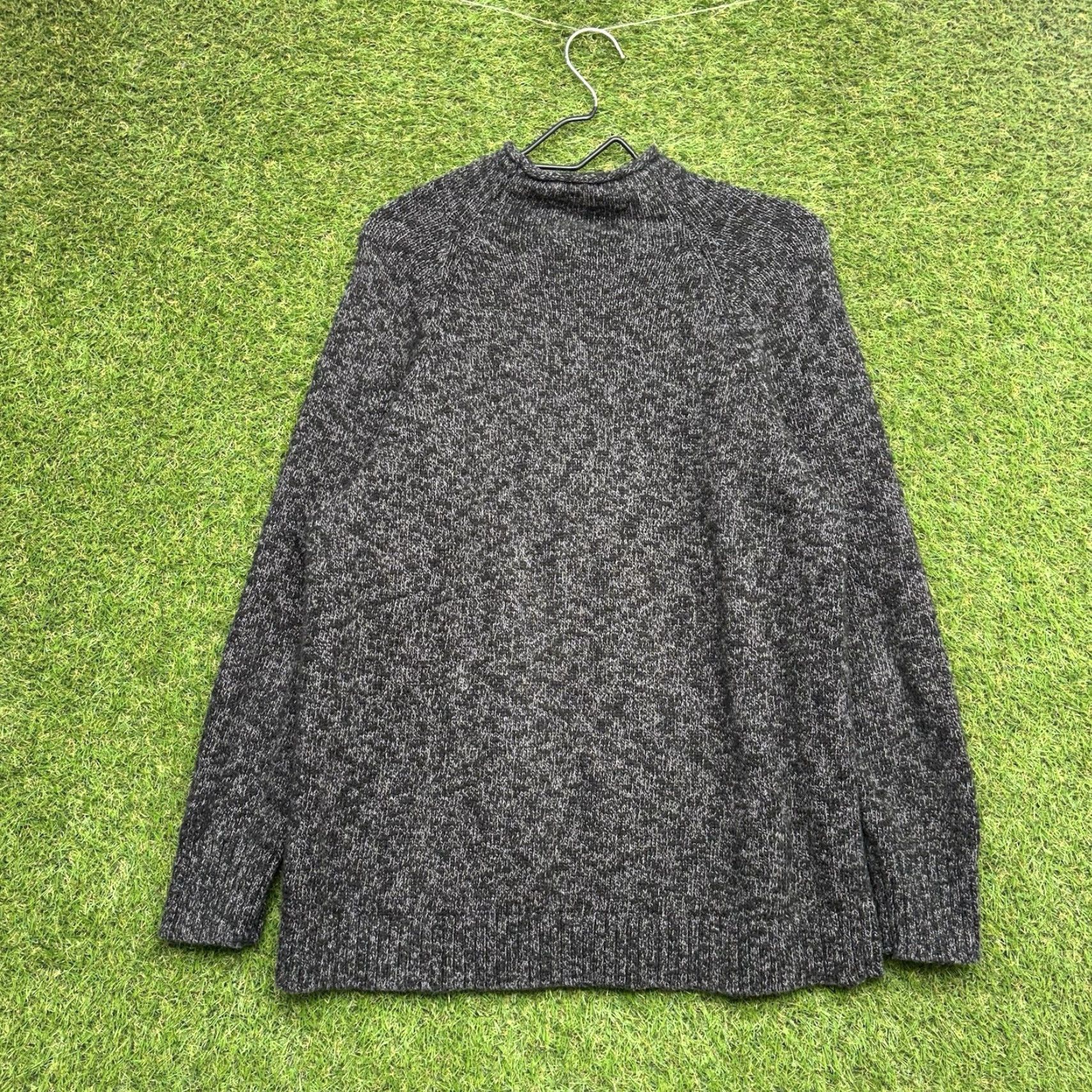 Vintage LL Bean Mens LT Gray Organic Cotton Roll Neck Sweater Waffle Knit Pullover Size US L / EU 52-54 / 3 - 2 Thumbnail