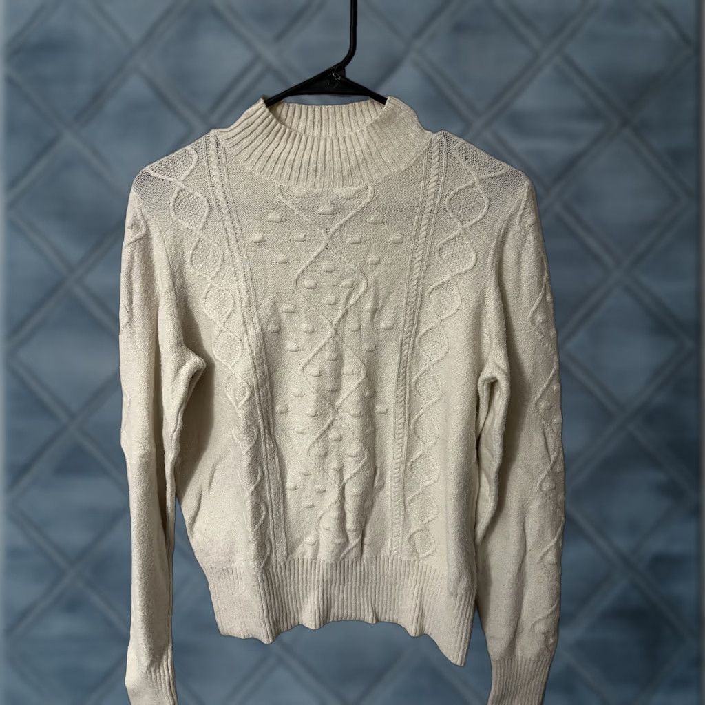 Lucky Brand Lucky Brand Women’s Quinn Cable Pullover Sweater Ivory Size M Princess Size M / US 6-8 / IT 42-44 - 1 Thumbnail