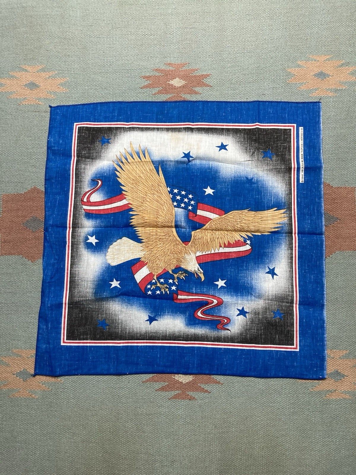 Vintage Vtg 80s bandana handkerchief eagle USA flag Harley Davidson Size ONE SIZE - 7 Thumbnail