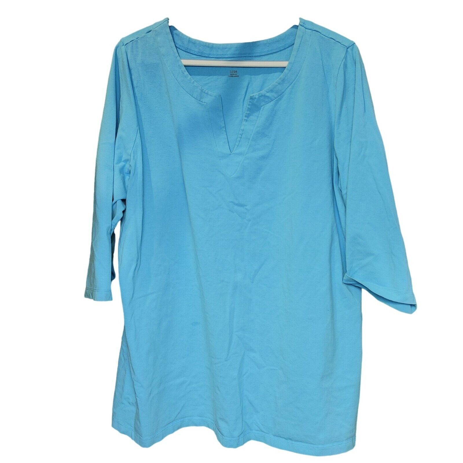 Other Jessica London Women's Blue 3/4 Sleeve V-Neck Top 22/24 Size 3XL / US 20-22 - 1 Thumbnail
