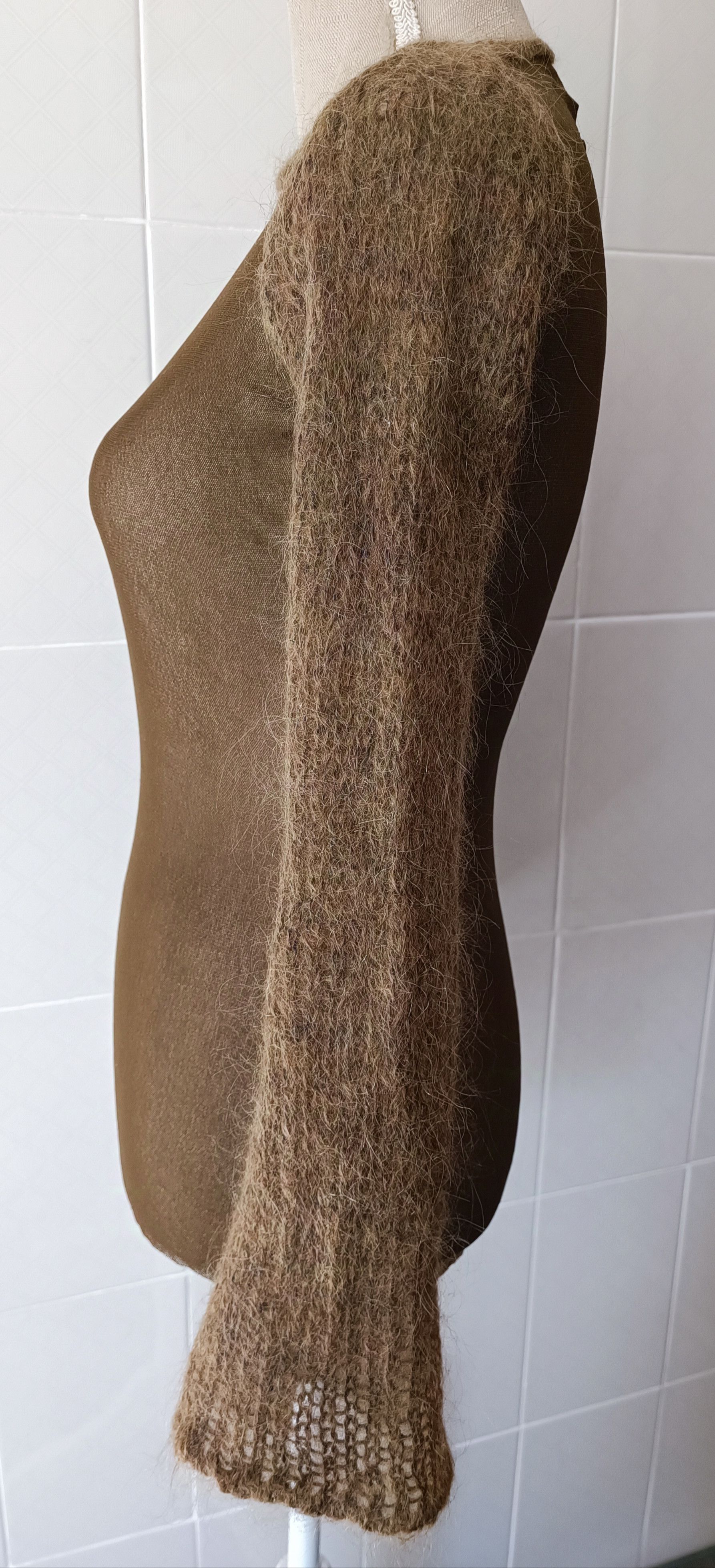 Jean Paul Gaultier 90's- Mohair sleeves and nylon micro mesh top Size XS / US 0-2 / IT 36-38 - 12 Thumbnail
