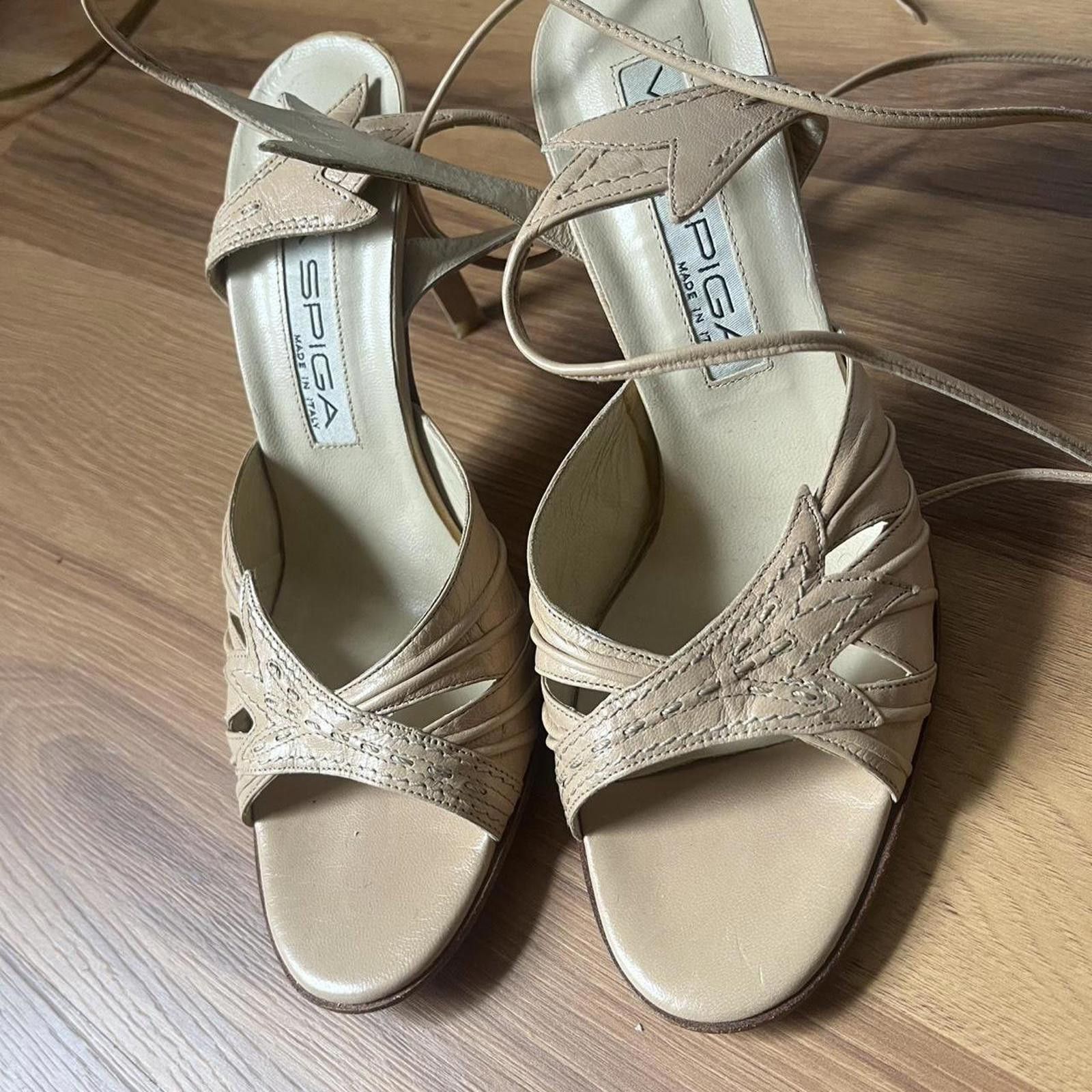 Other Cream lace up heels with a 3.5" heel #heels #laceup Size US 6.5 / IT 36.5 - 7 Thumbnail