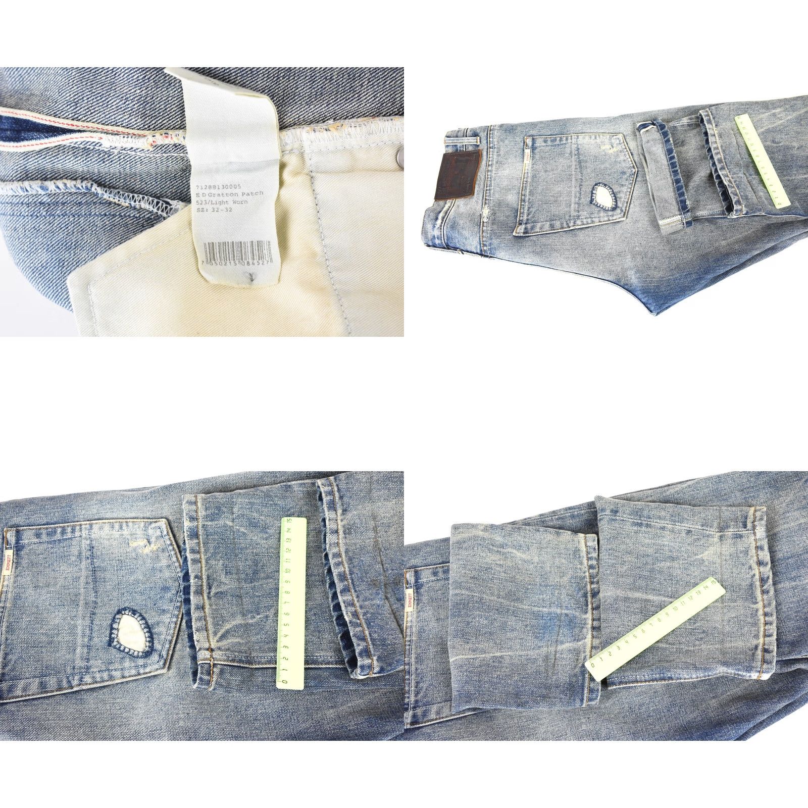Emmett Emmett Jeans Men's W32/L32 Selvedge Ripped Faded Button Fly Blue Slim Denim Size US 32 / EU 48 - 8 Thumbnail