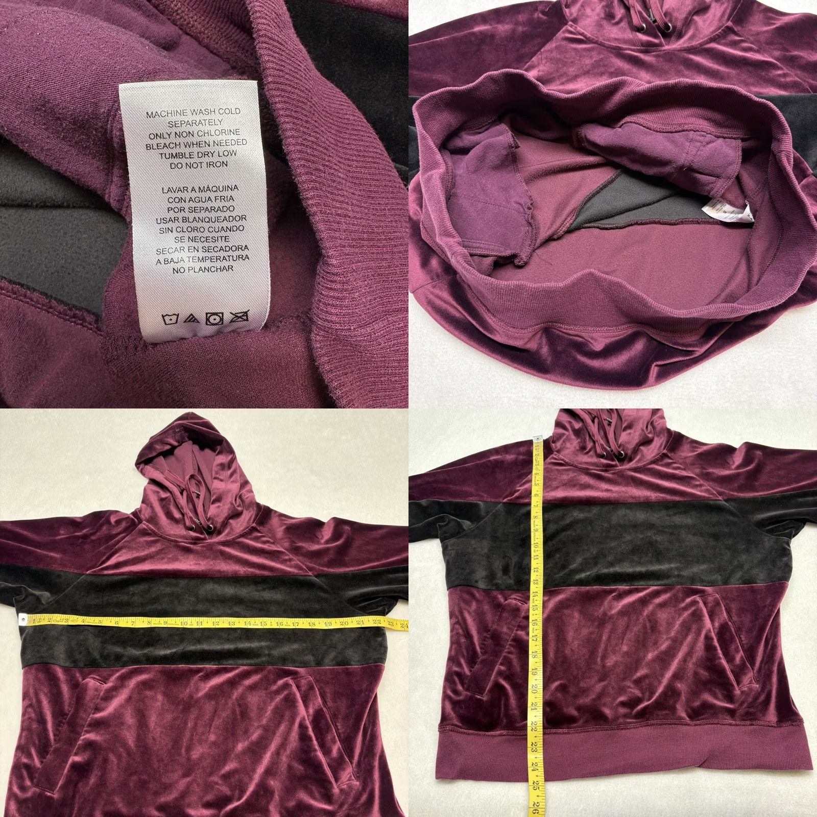 Champion Champion Colorblock Rugby Stripe Velour Hoodie Pullover Maroon Red/Black S Long Sleeve Activewear Size S / US 4 / IT 40 - 8 Thumbnail