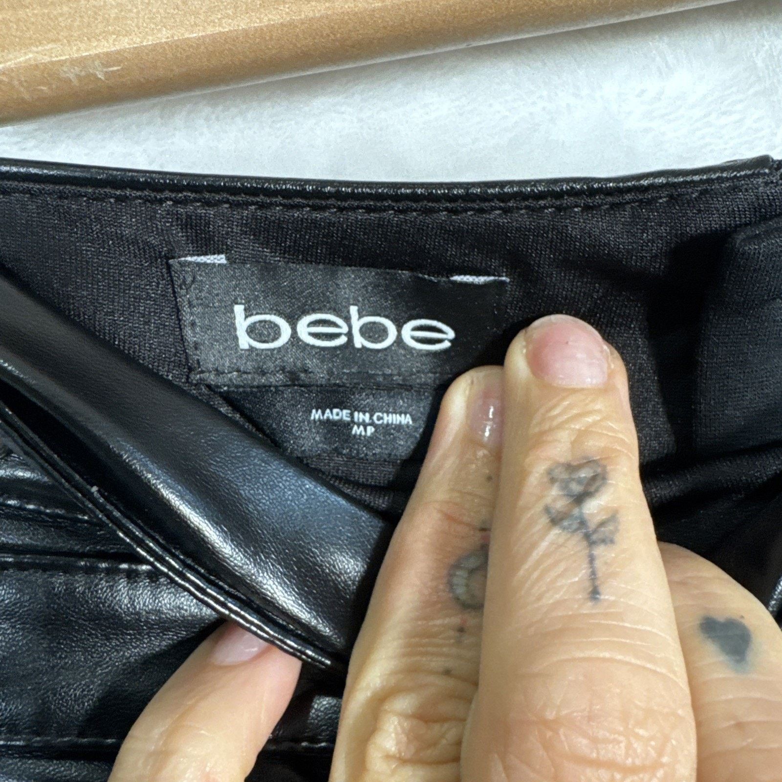 Bebe MP - Bebe Black Triple Belted Pleather Top Tapered Leg Back Size 32" / US 10 / IT 46 - 3 Thumbnail