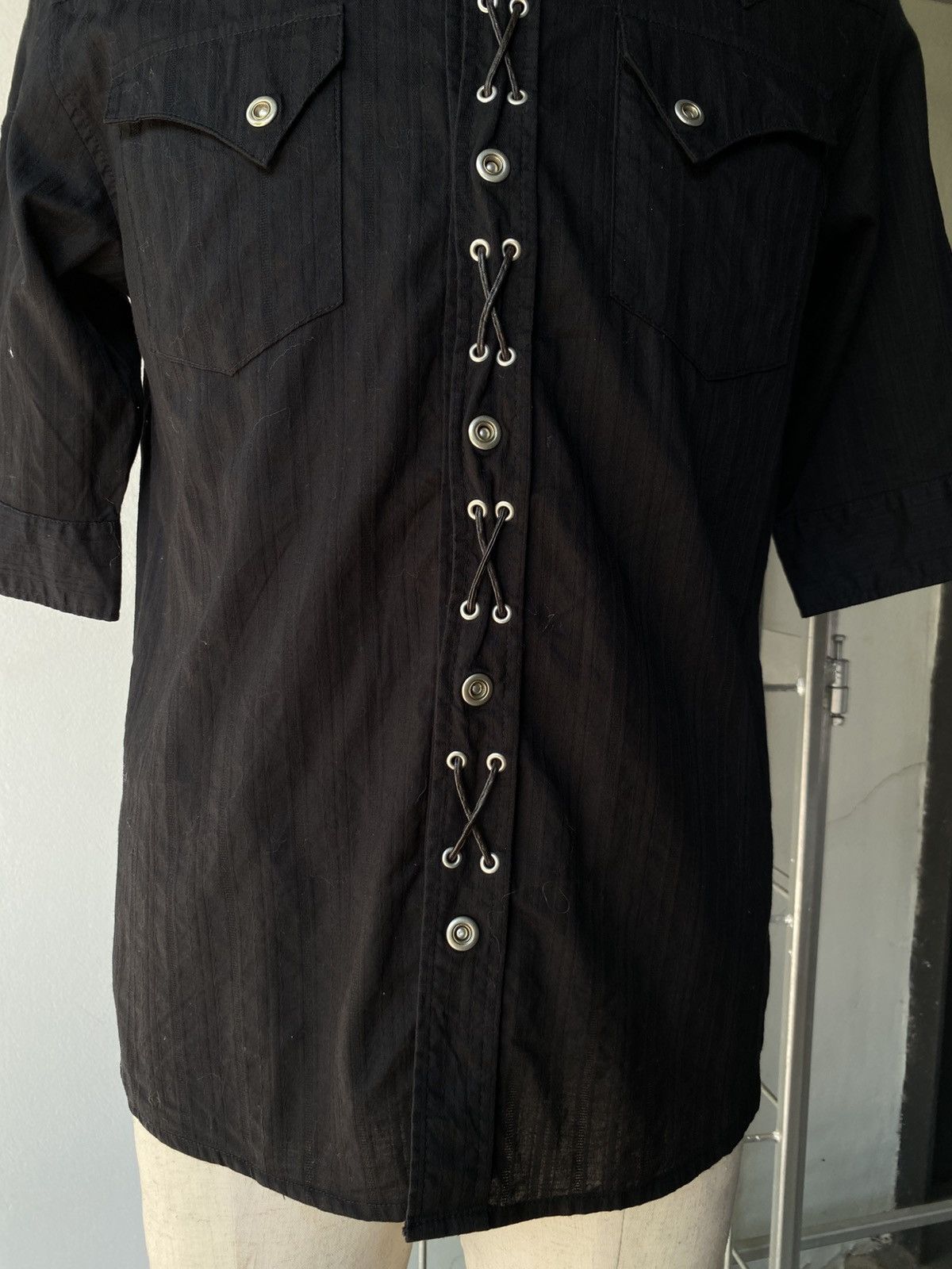 Designer × Japanese Brand Y2K Black Punk Shirt with Button & Sleeve Detail. Size US M / EU 48-50 / 2 - 5 Thumbnail