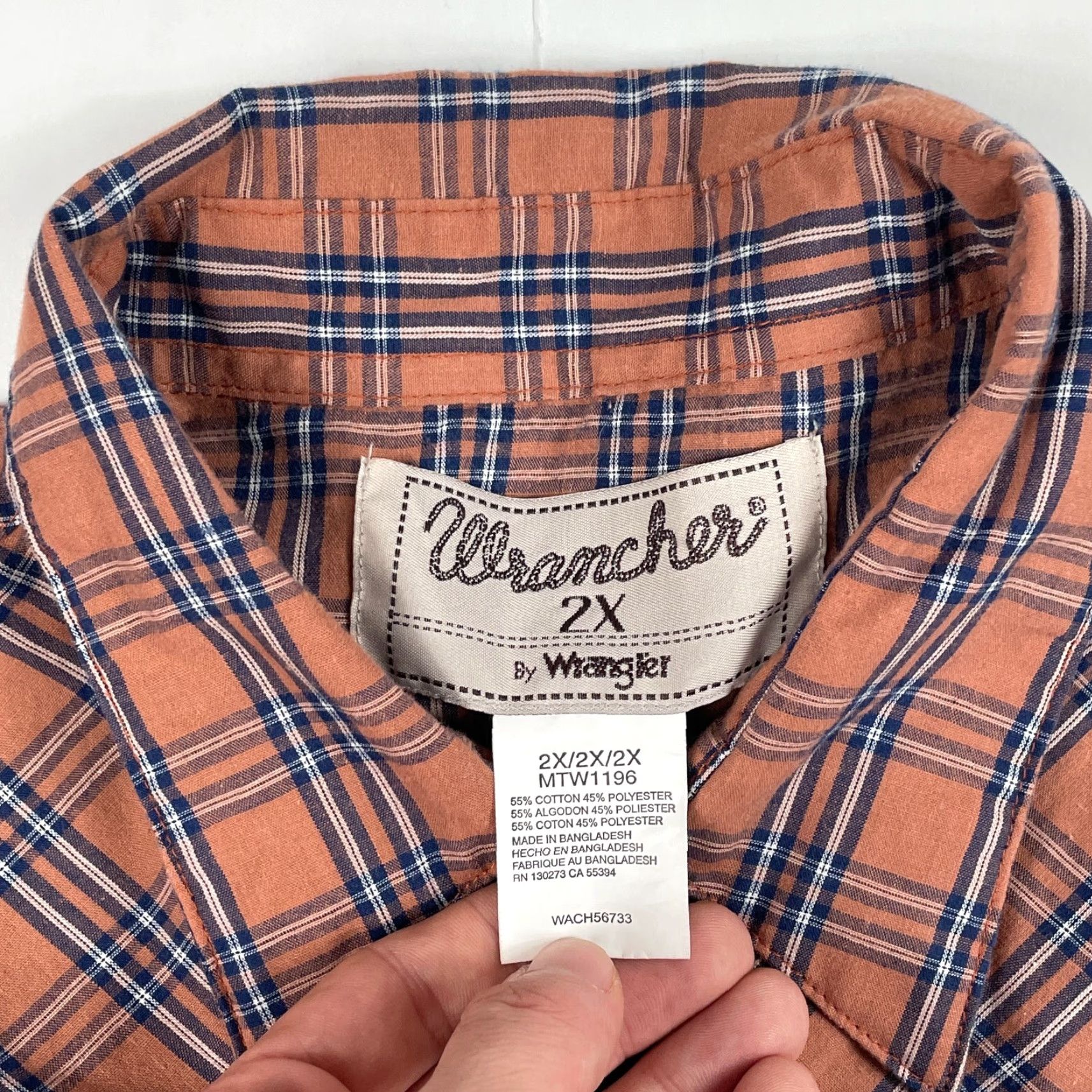 Wrangler VINTAGE Wrangler Shirt Men 2XL Orange Wrancher Pearl Snap Long Sleeve Western Cowboy Size US XXL / EU 58 / 5 - 6 Thumbnail